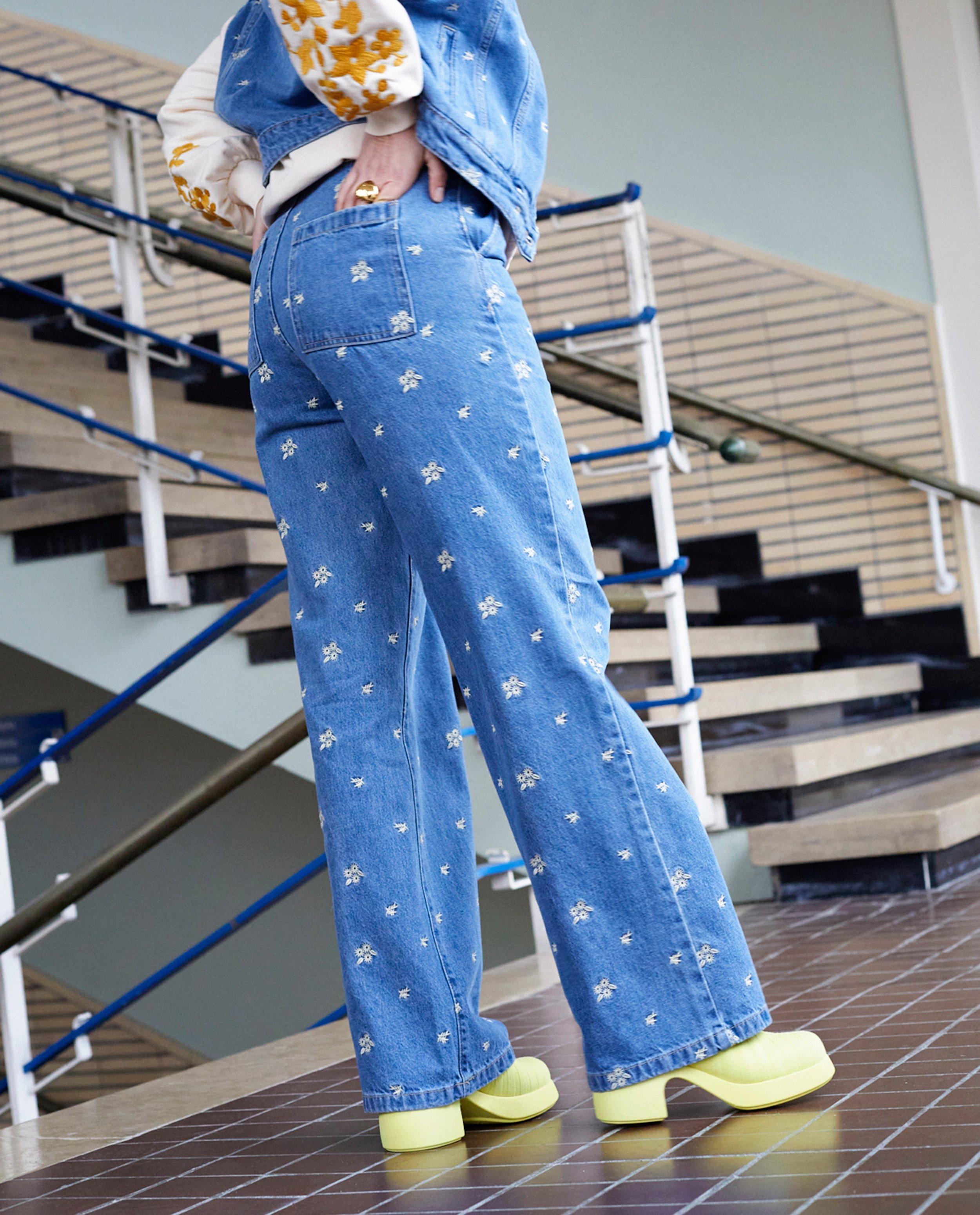 Jeans - Geborduurde jeans, wide leg fit