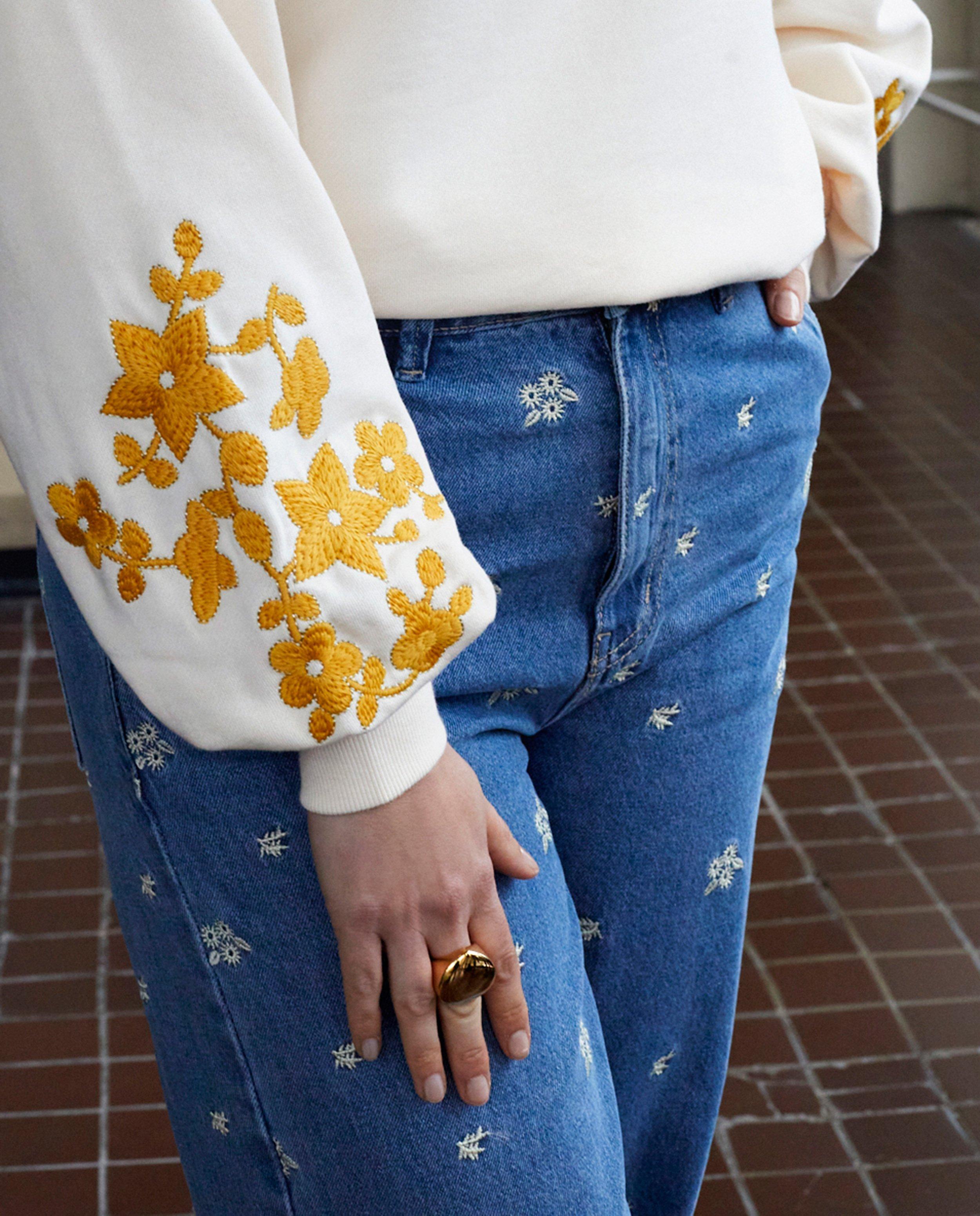 Jeans - Geborduurde jeans, wide leg fit