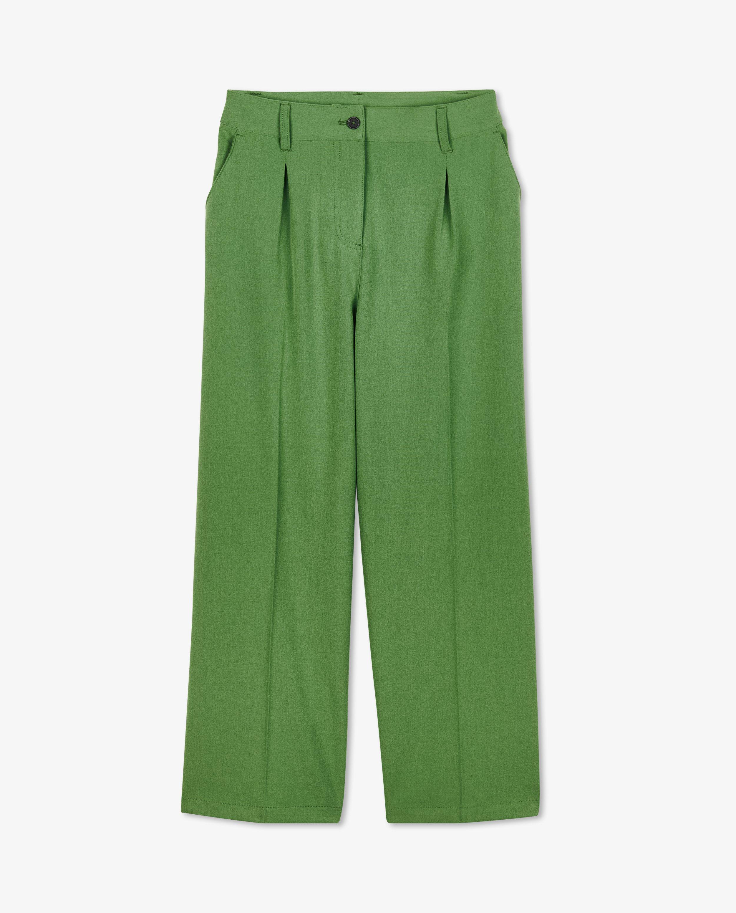 Broeken - Groene broek, straight fit