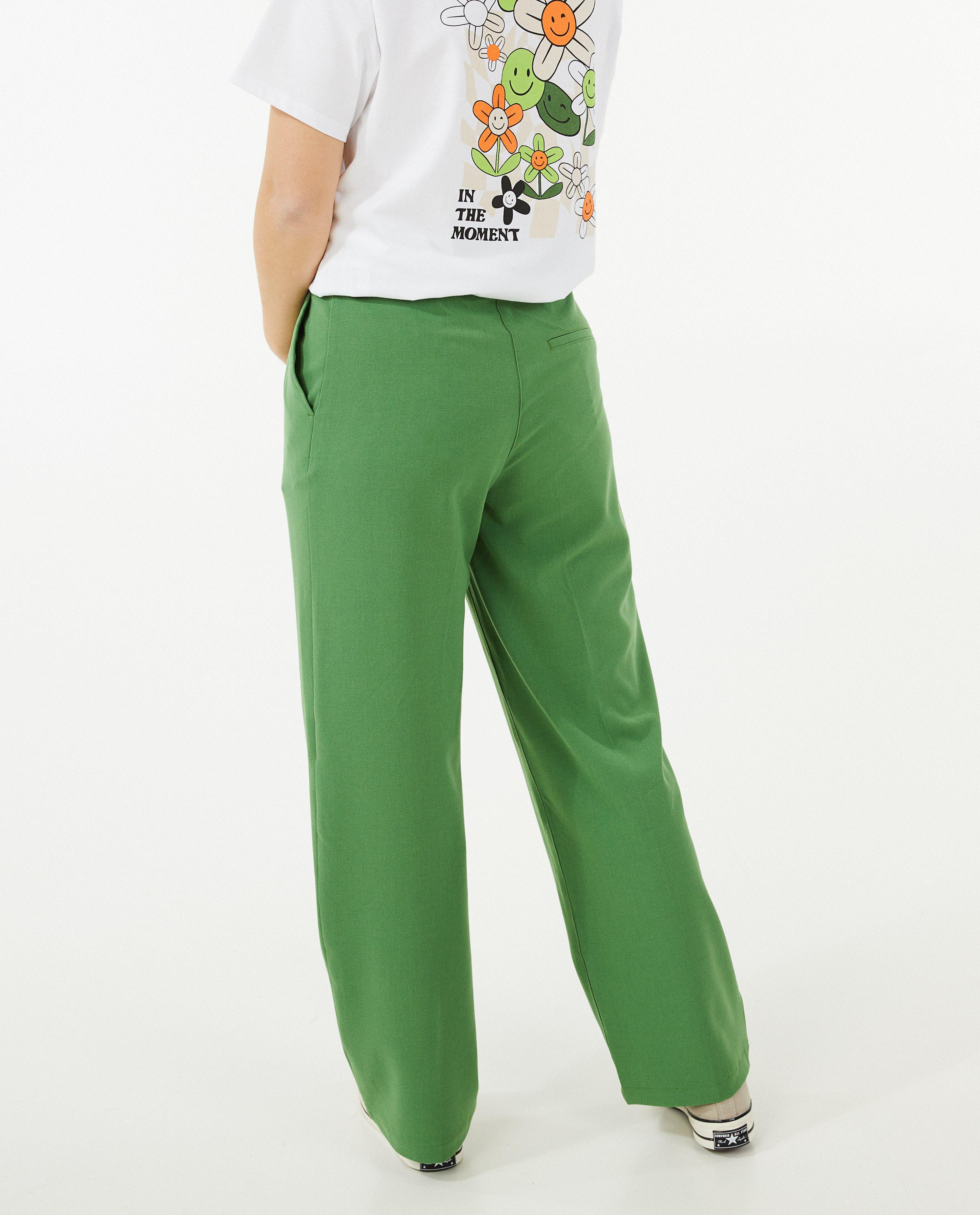 Broeken - Groene broek, straight fit