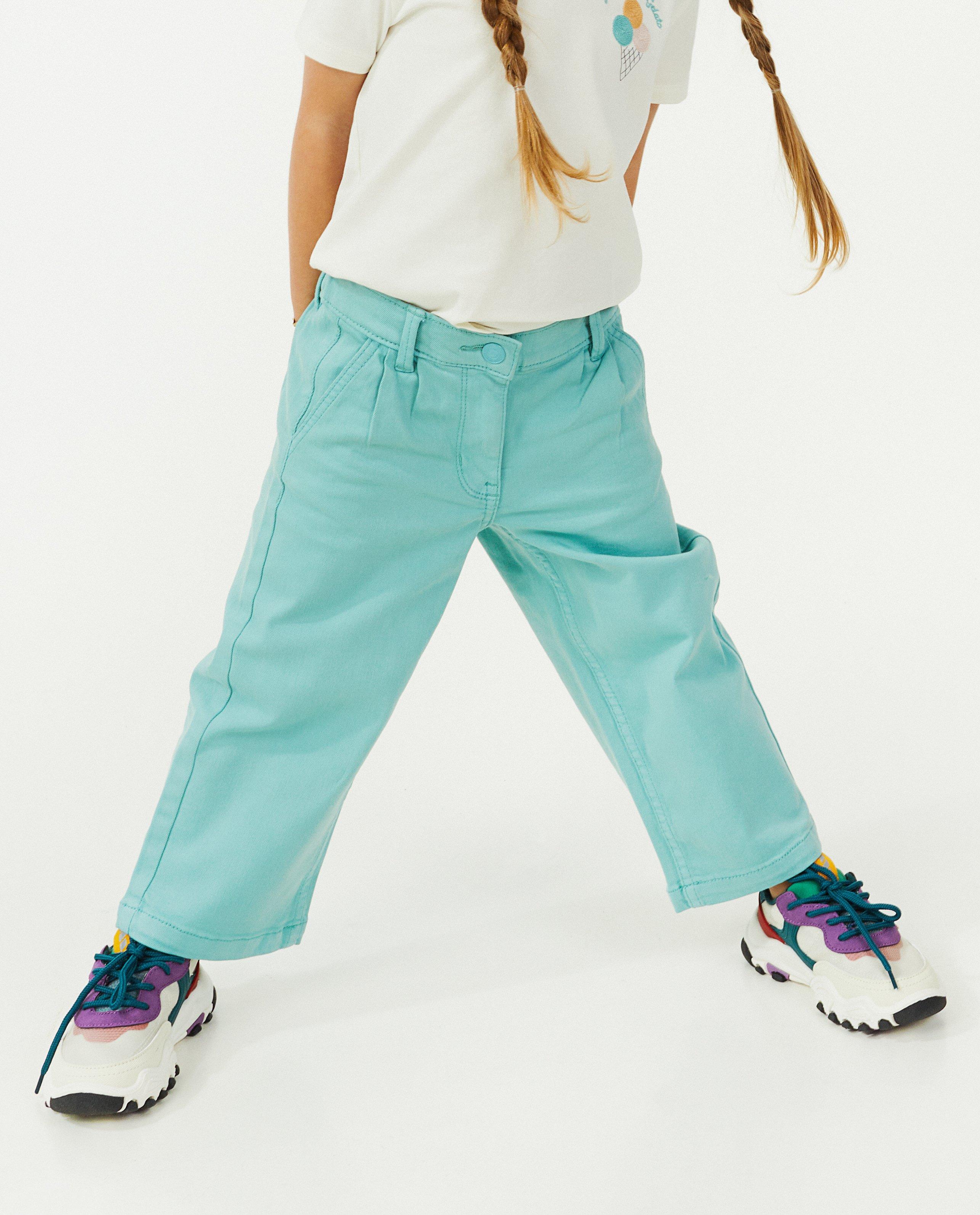 Broeken - Mintgroene broek, culotte fit