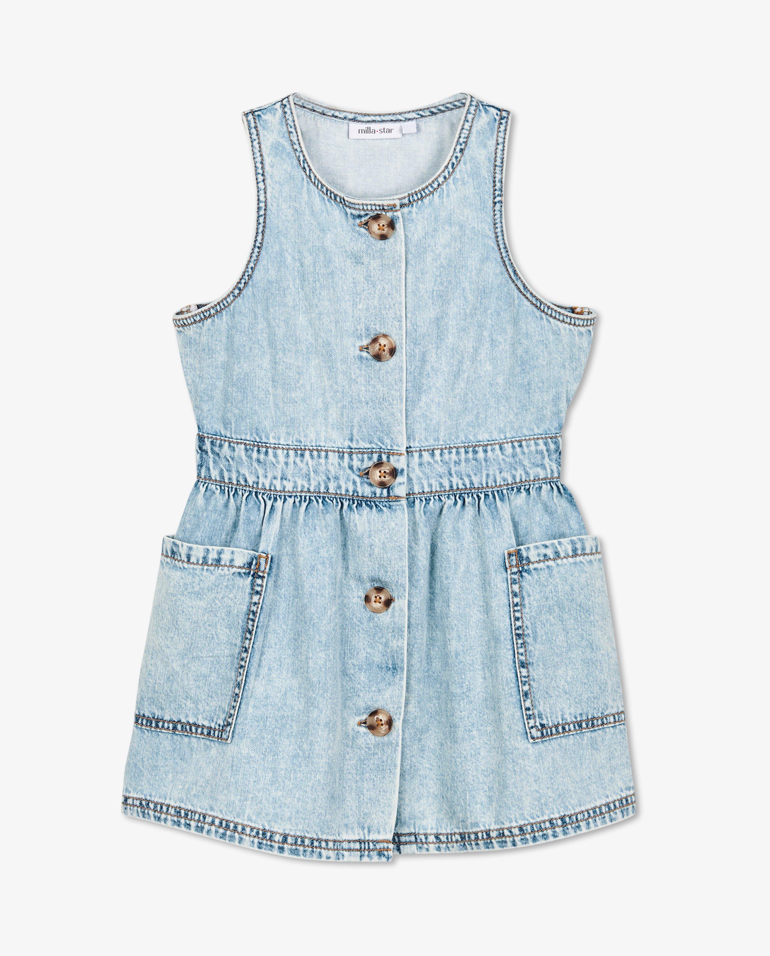 Robes - Robe en jeans avec une rangée de boutons