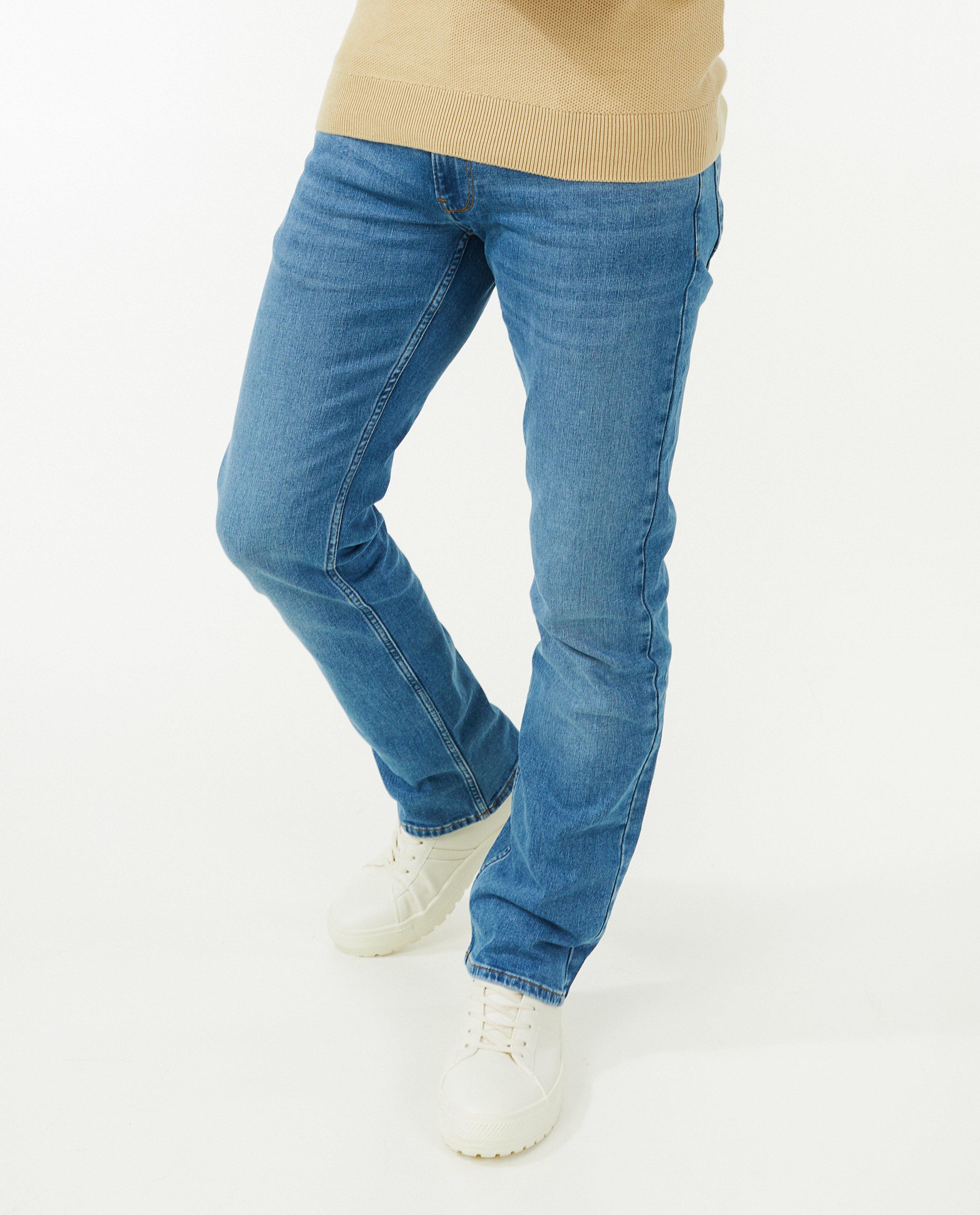 Jeans - Blauwe jeans, fitted straight fit