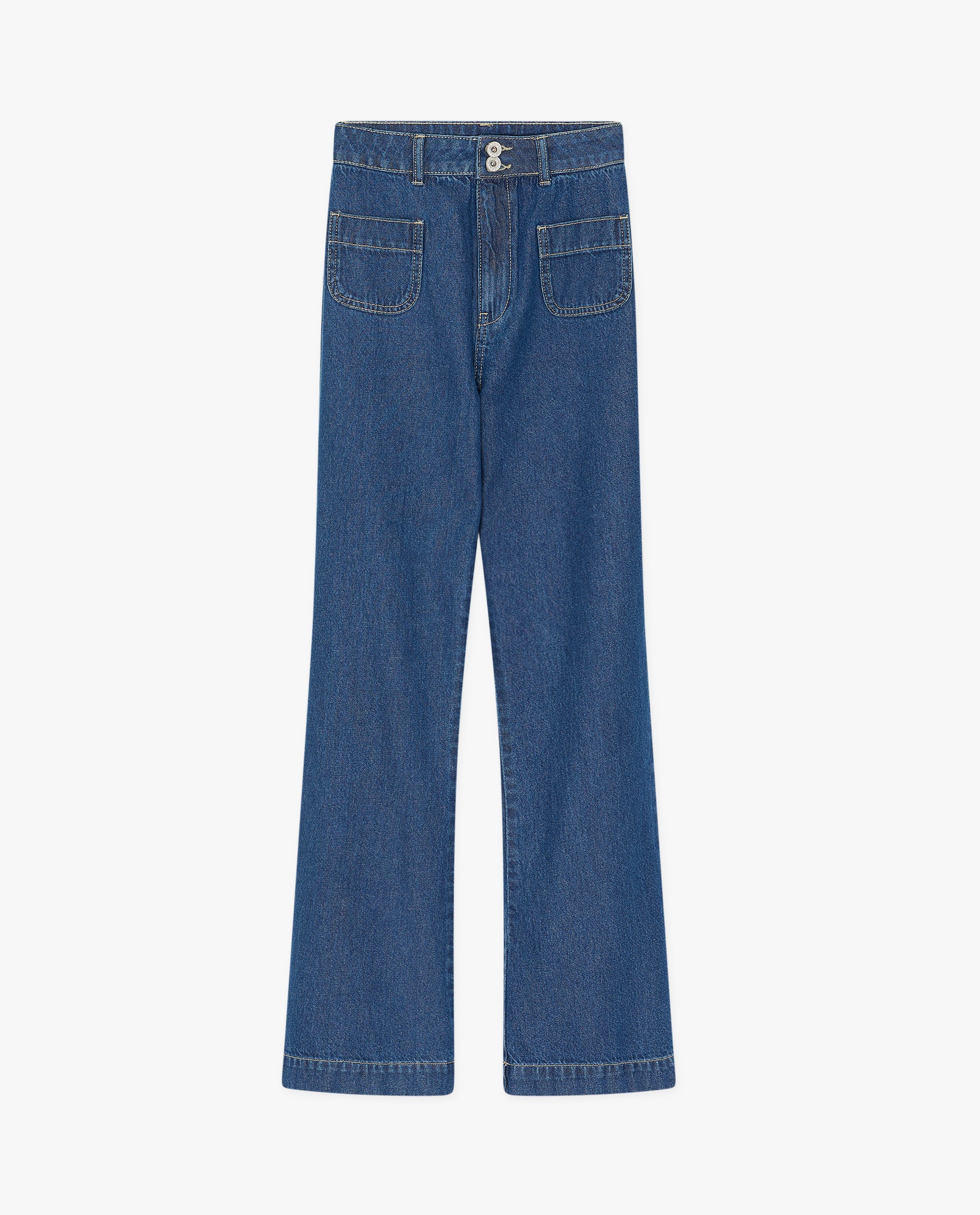 Jeans - Donkerblauwe jeans, flared fit