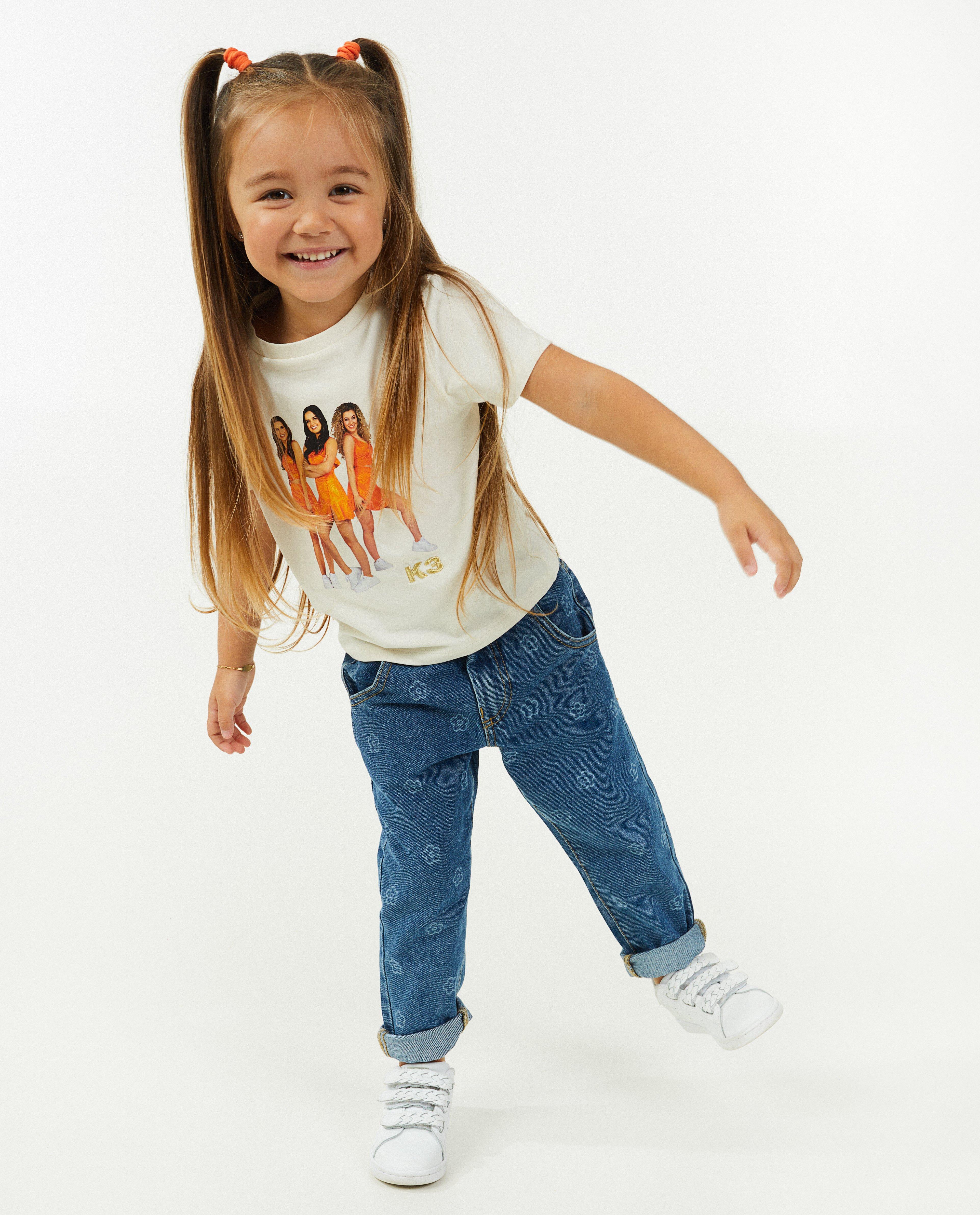 Jeans met bloemetjes, slouchy fit - null - K3