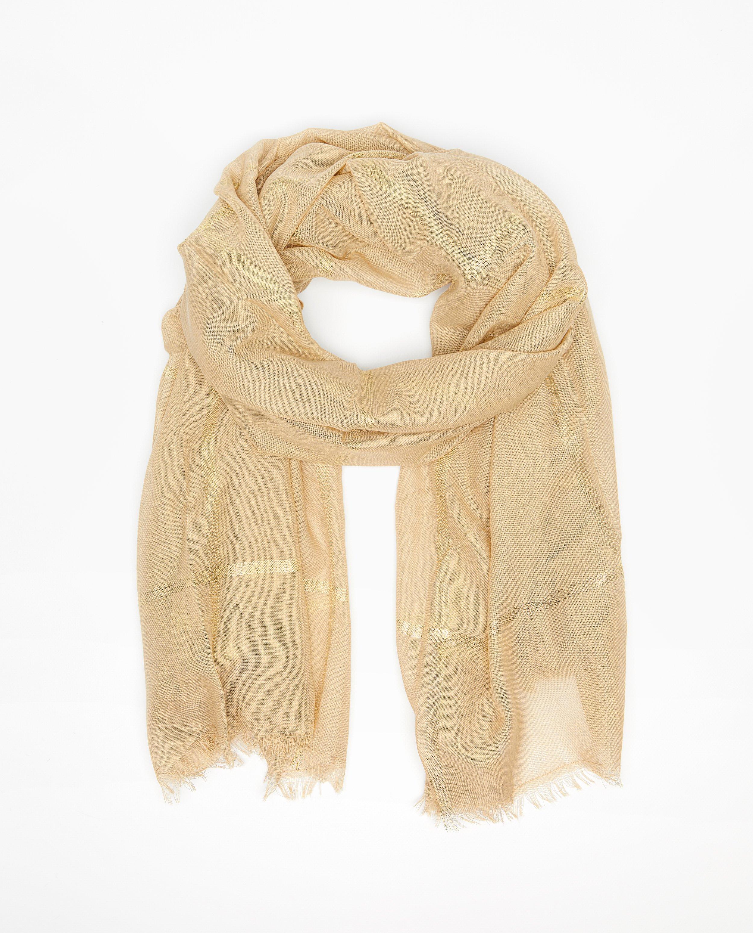 Beige sjaal met metaaldraad - null - Pieces