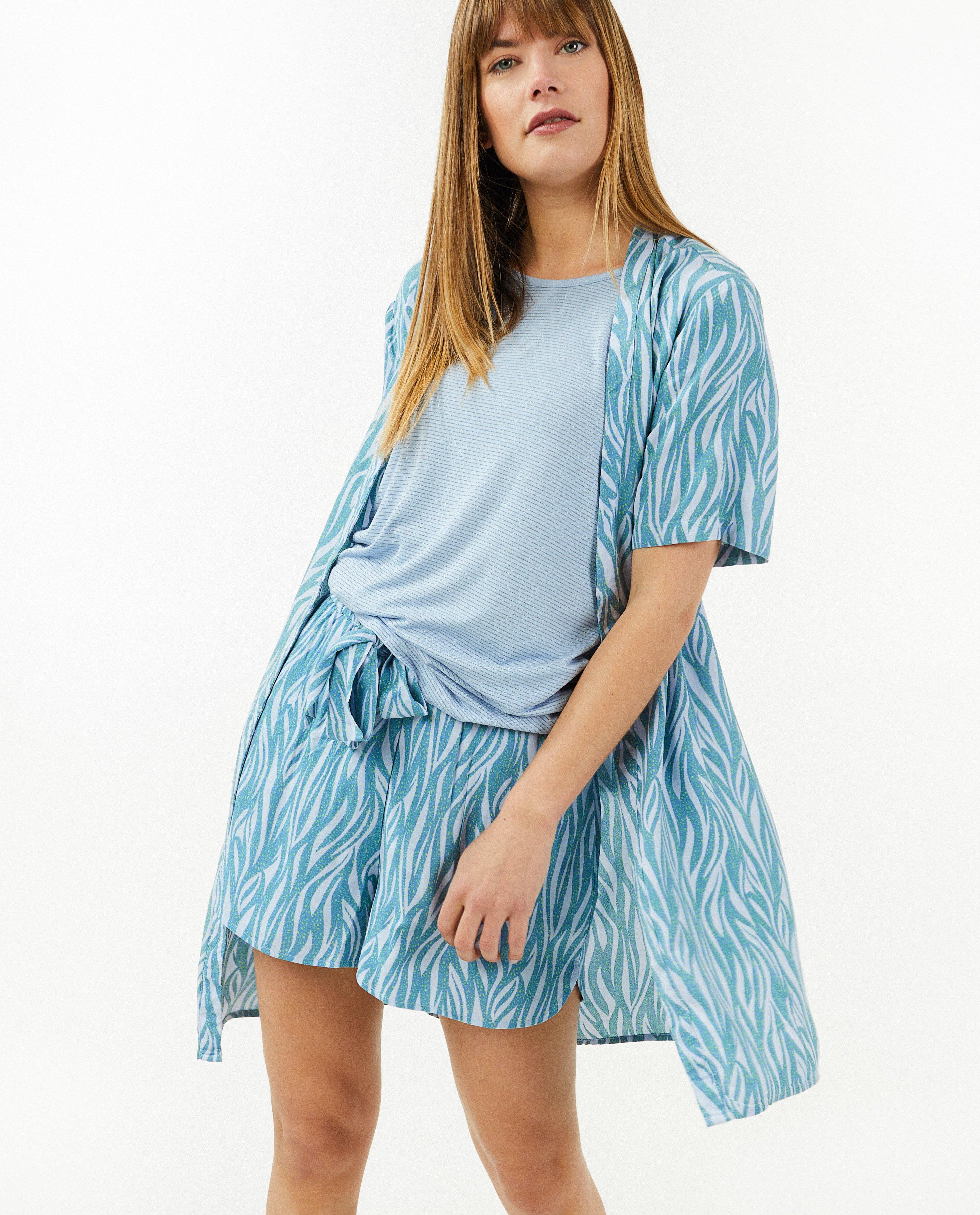 Blauwe kimono met print - Product Detail - blauw - afbeelding nummer 4