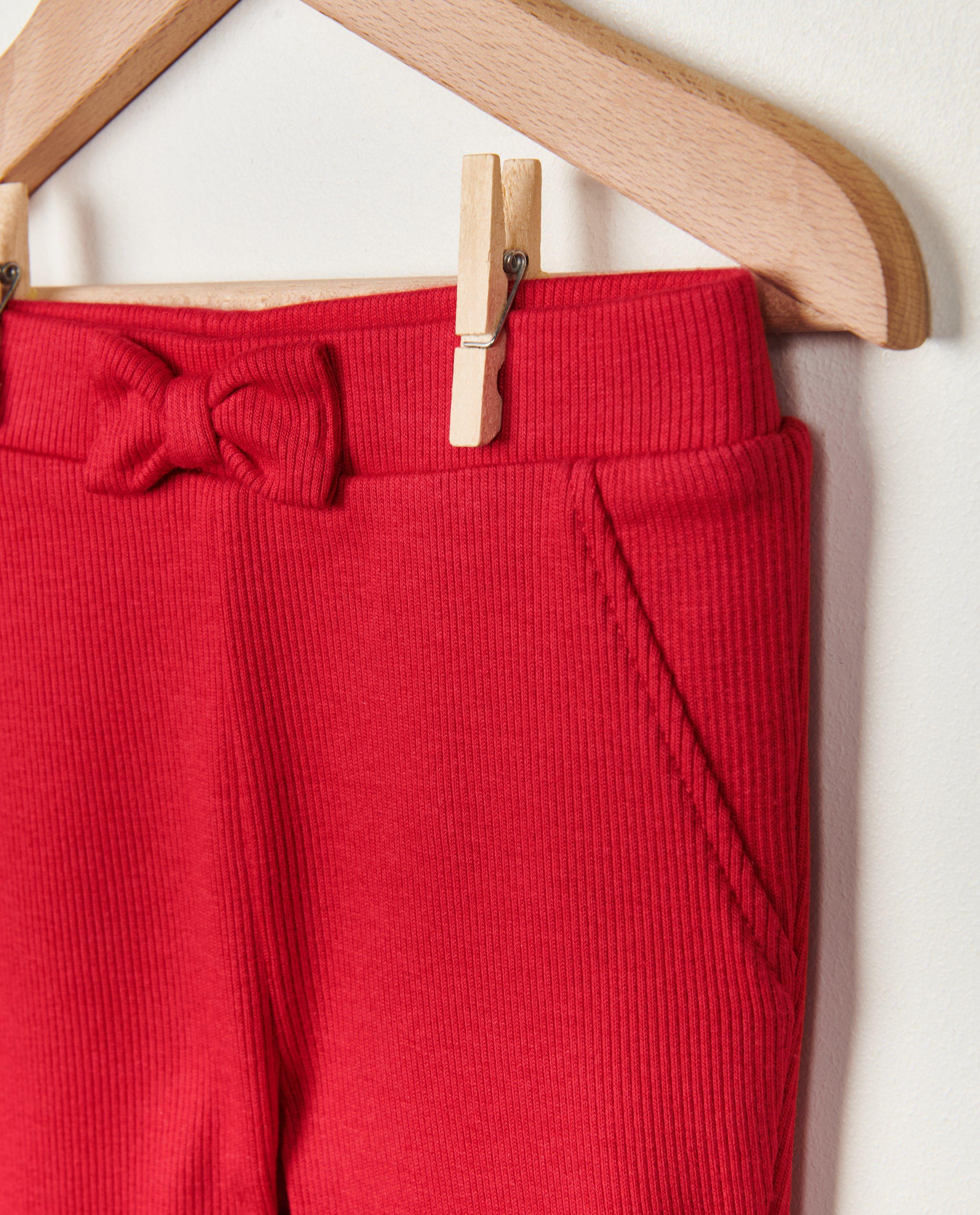 Leggings - Rode legging met rib