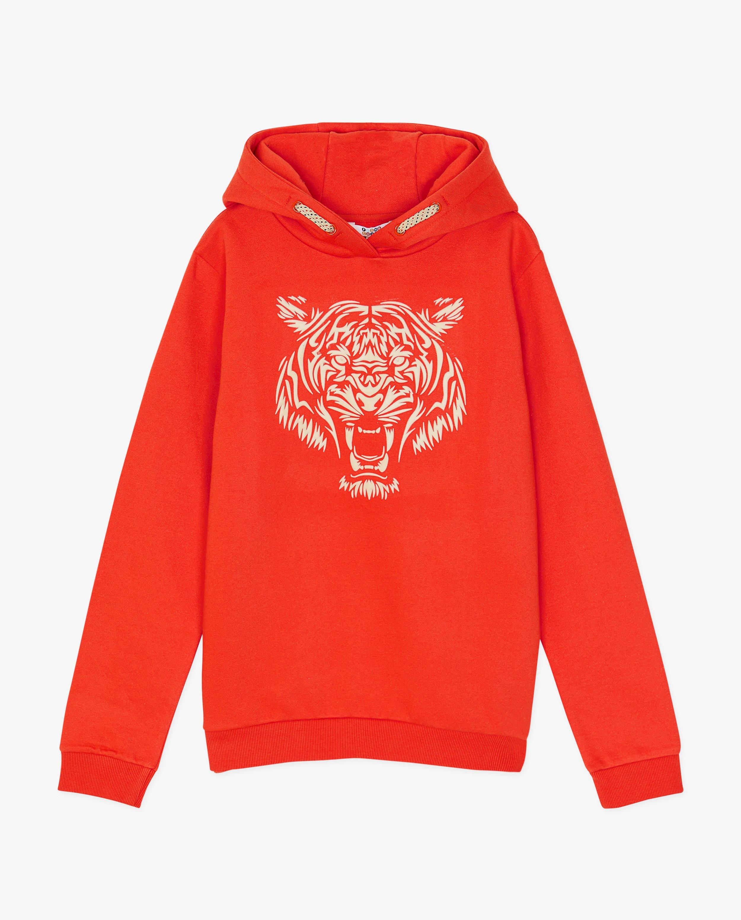 Sweat à capuche rouge avec imprimé tigre - null - Fish & Chips