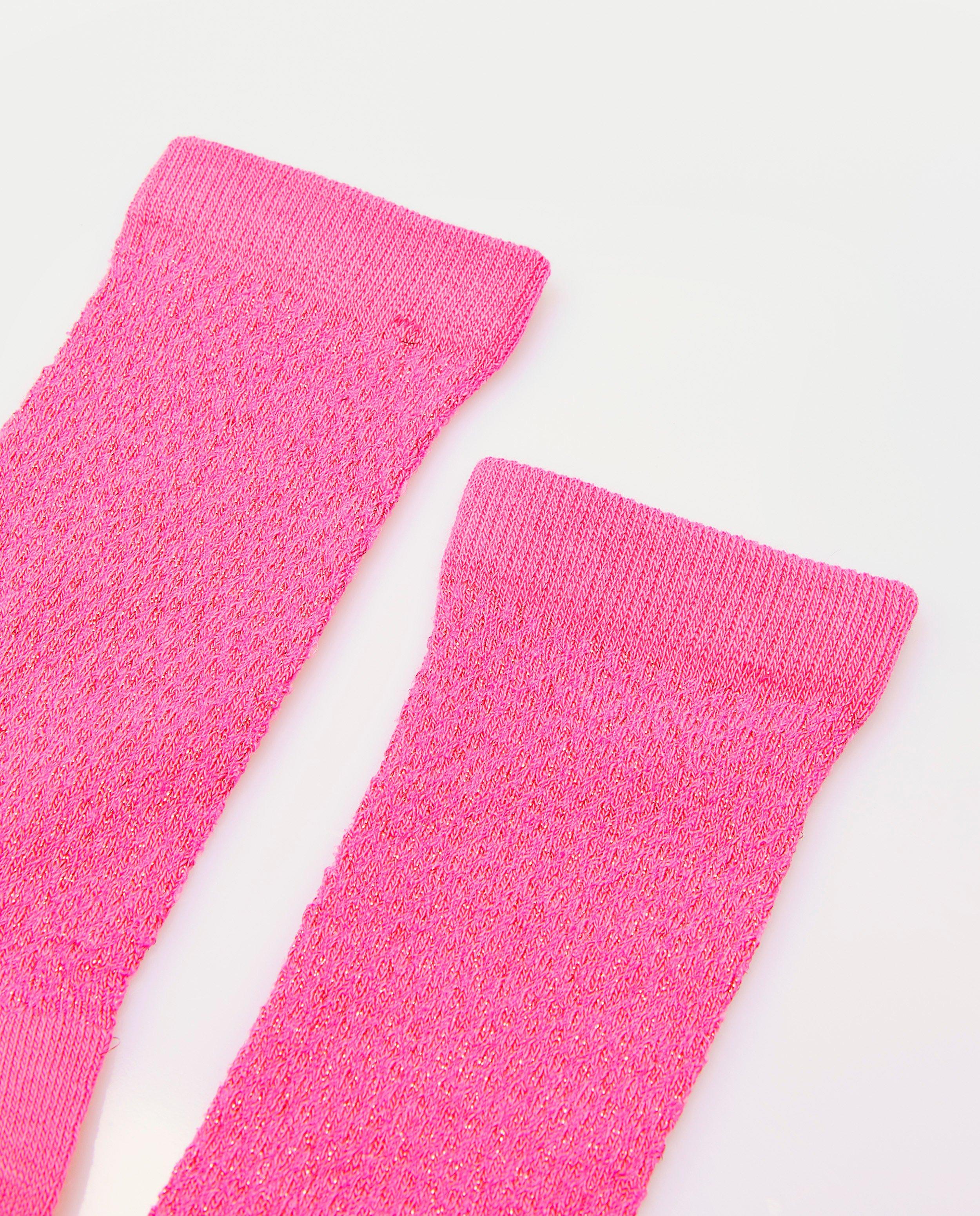 Chaussettes - Chaussettes fuchsia avec fil métallisé