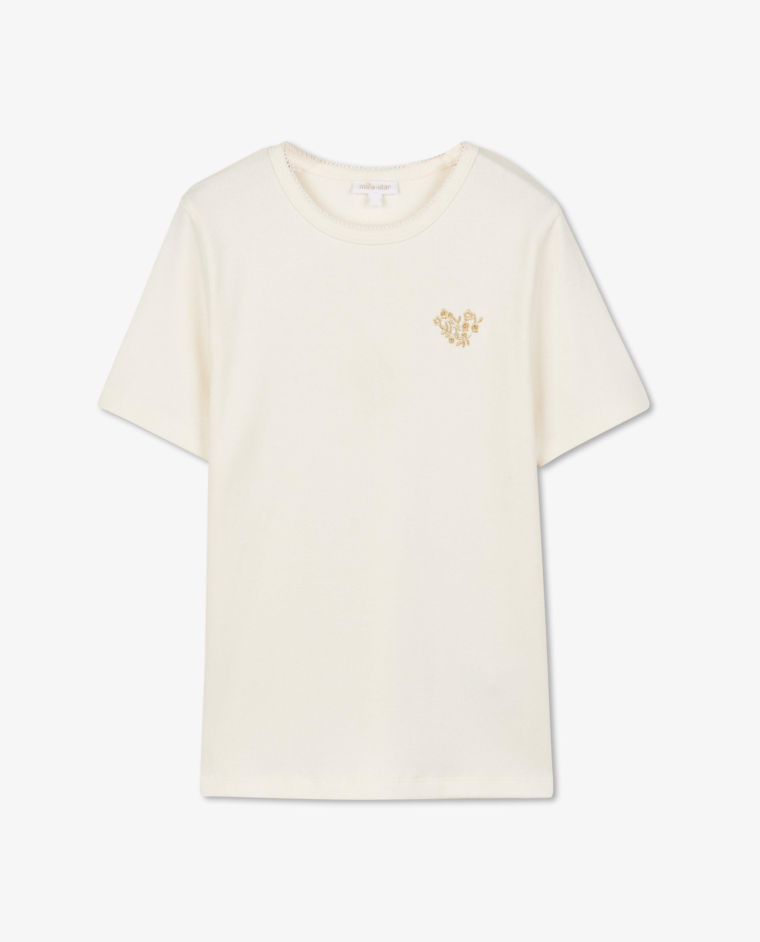 T-shirts - Wit T-shirt met borduursel, Communie