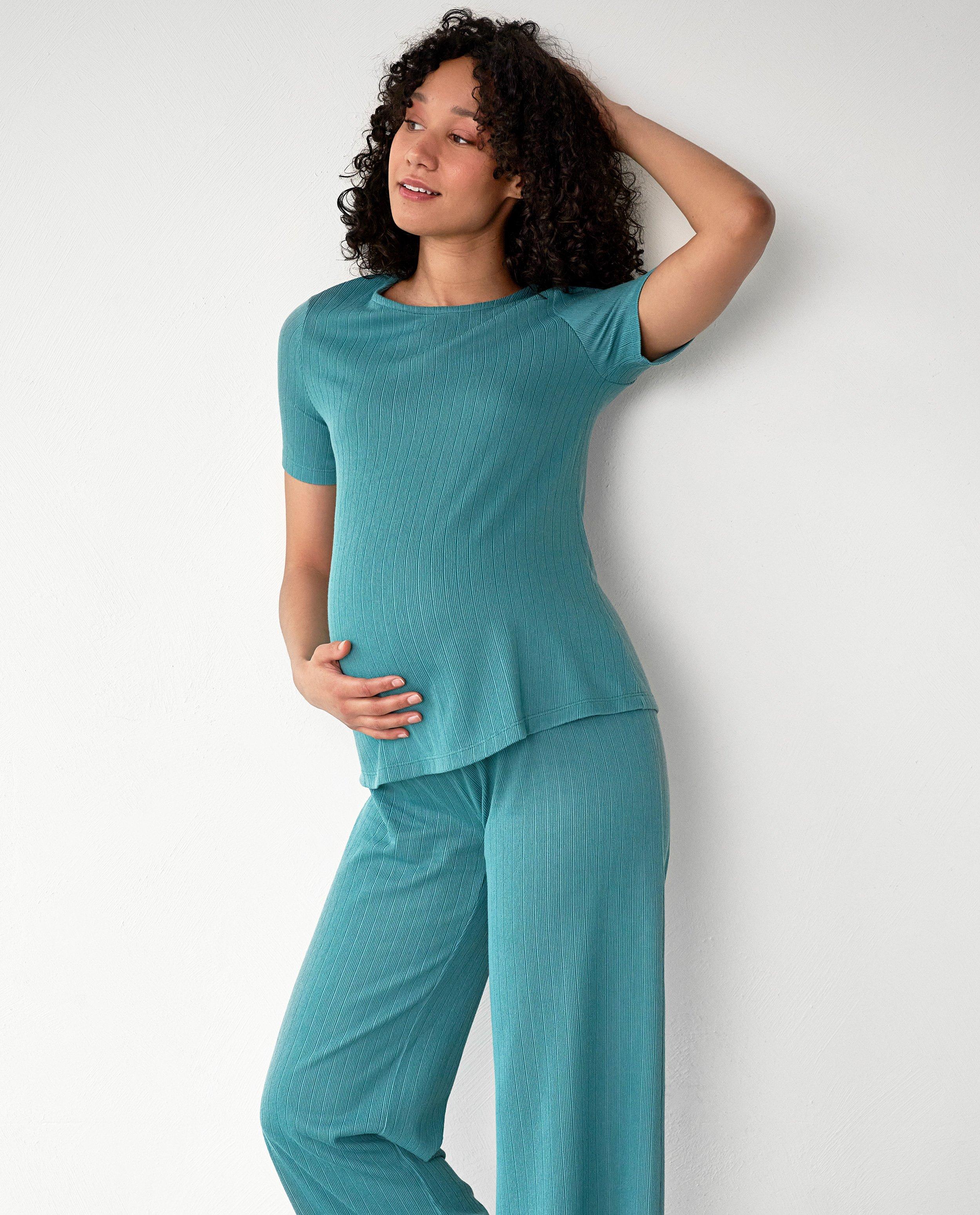 Pyjama vert côtelé, grossesse - null - Atelier Maman
