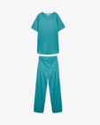 Nachtkleding - Groene pyjama met rib