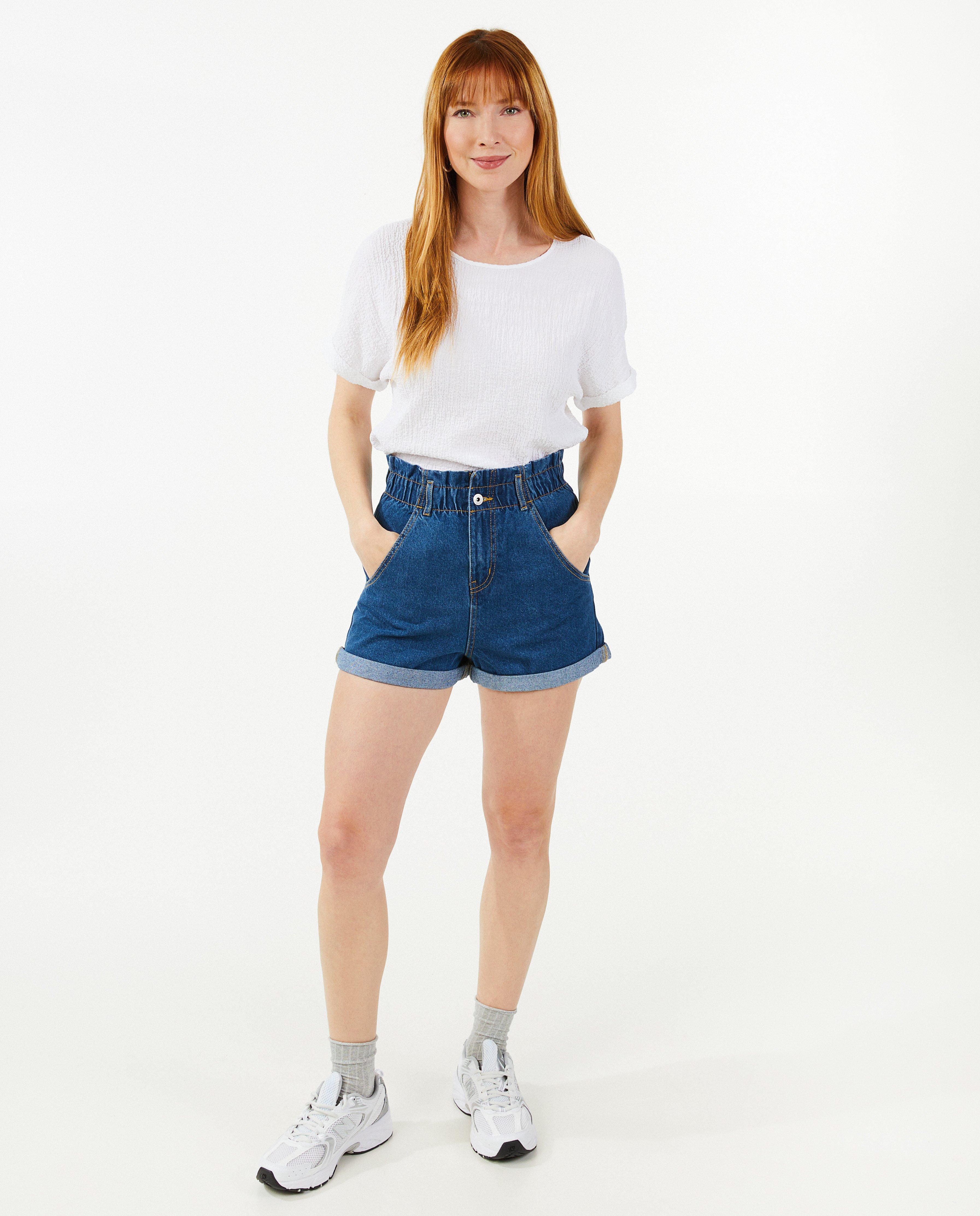 T-shirt met gekreukte structuur - null - Sora