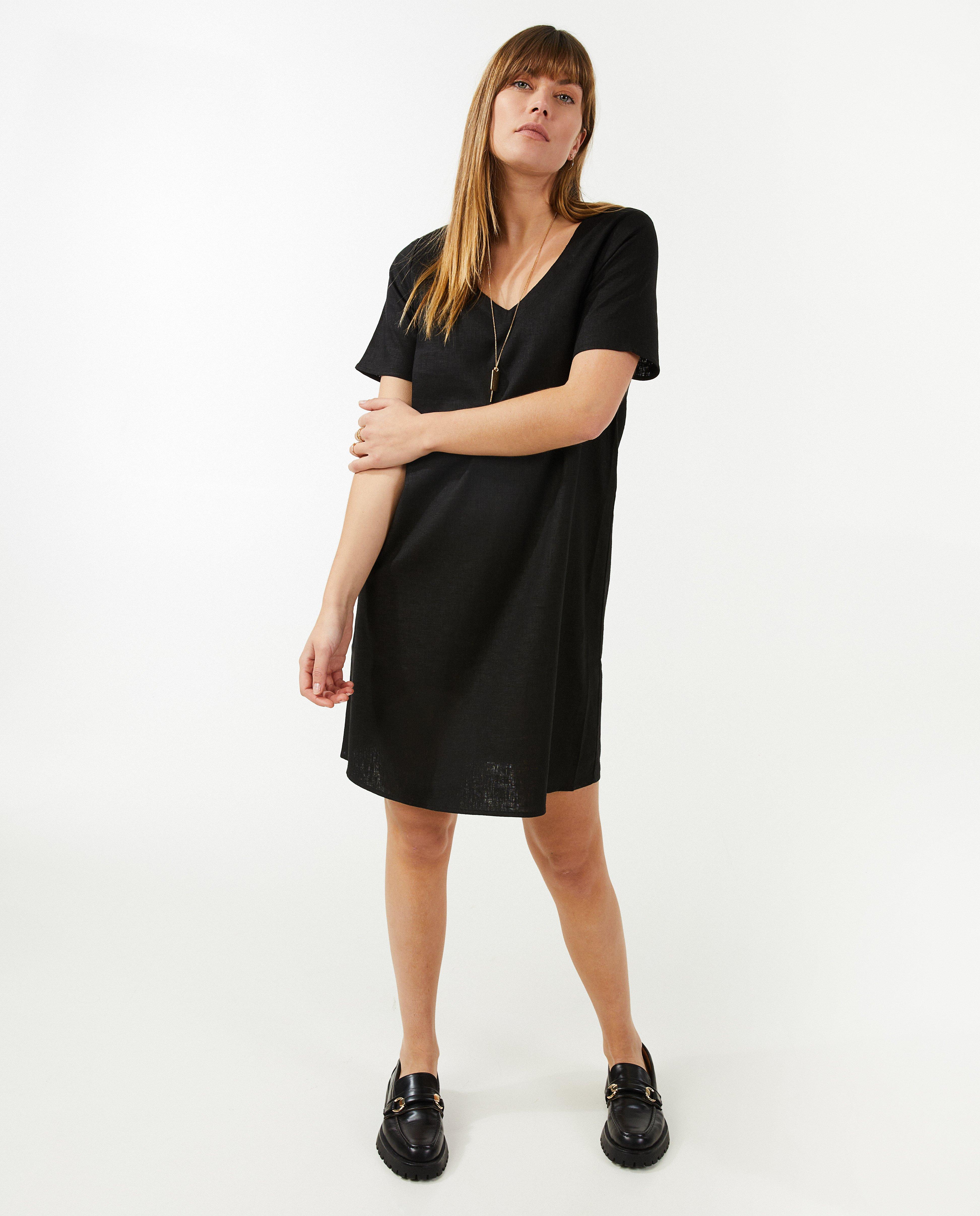 Jurk met v-hals - Product Detail - zwart - afbeelding nummer 2