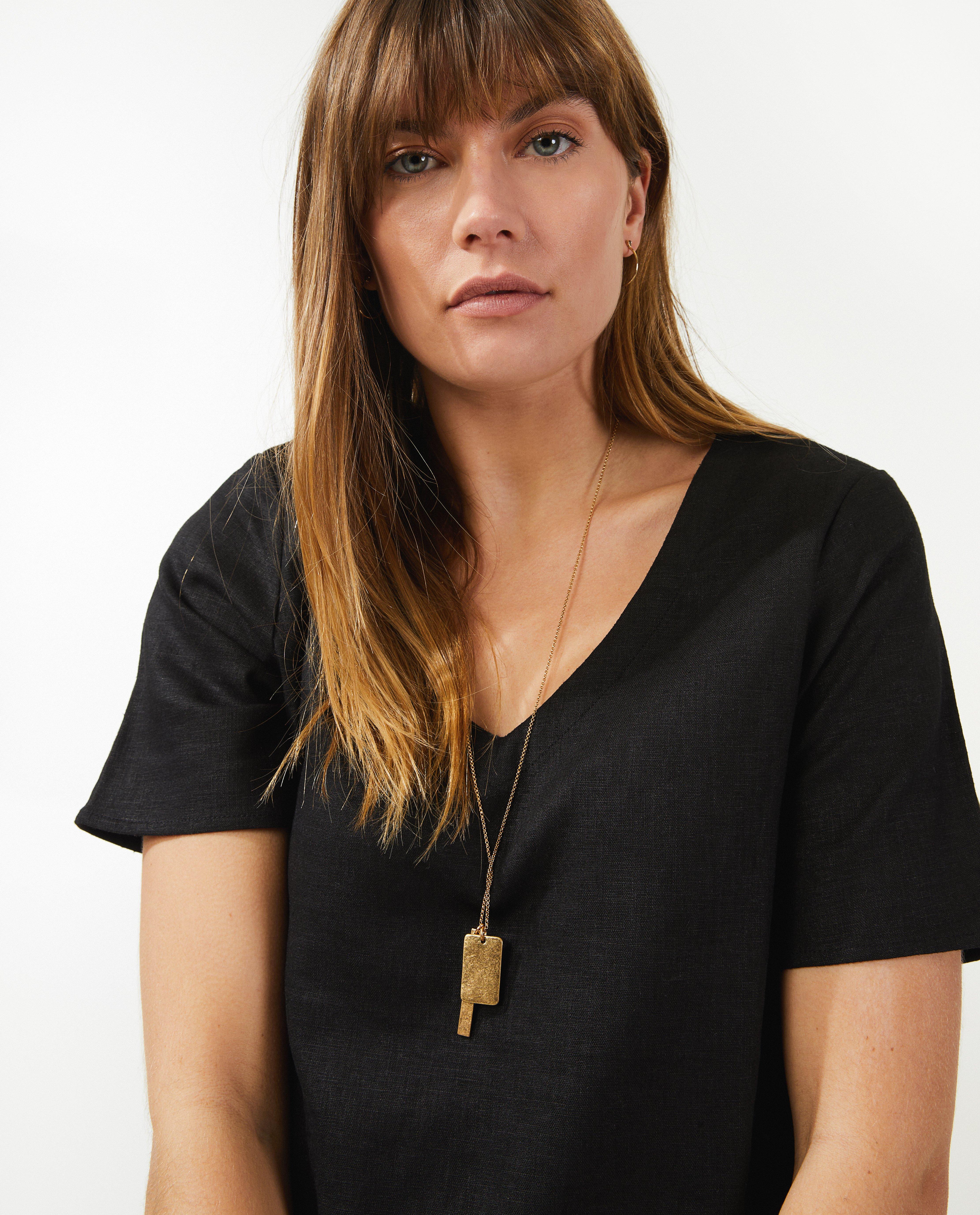 Jurk met v-hals - Product Detail - zwart - afbeelding nummer 4