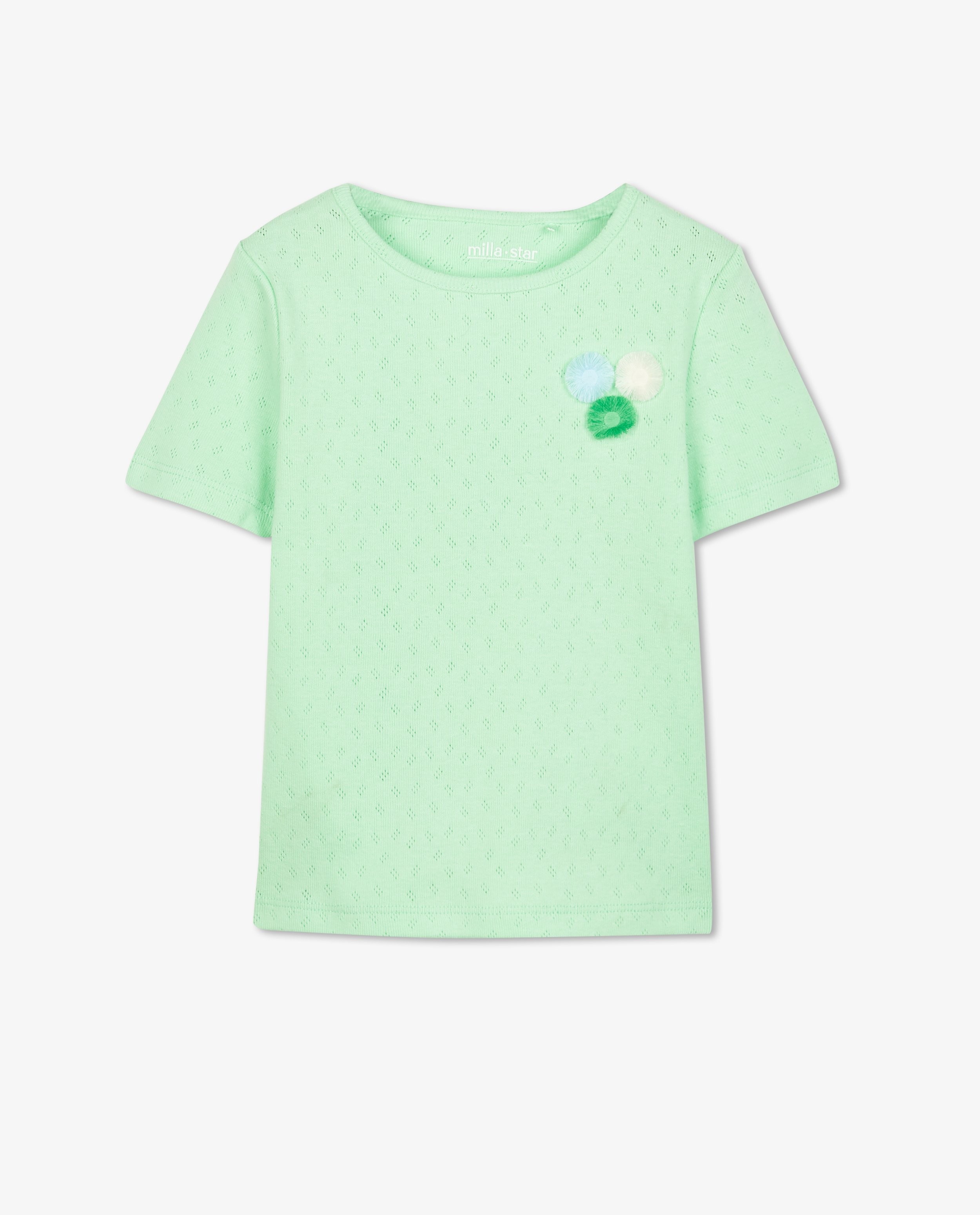 T-shirts - T-shirt vert pâle à motif ajouré