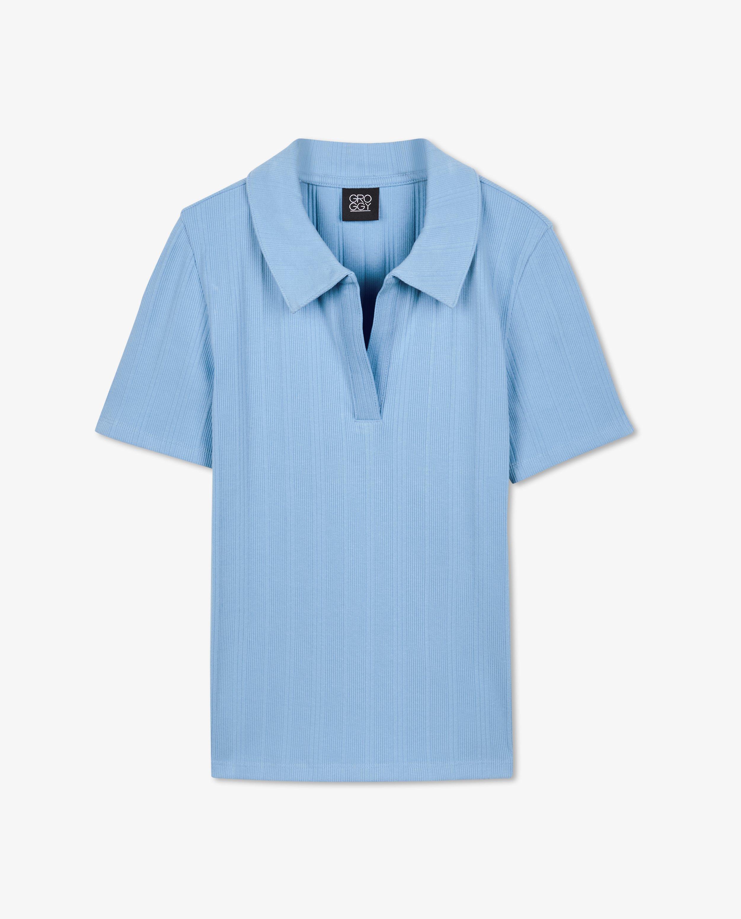 T-shirts - T-shirt bleu côtelé