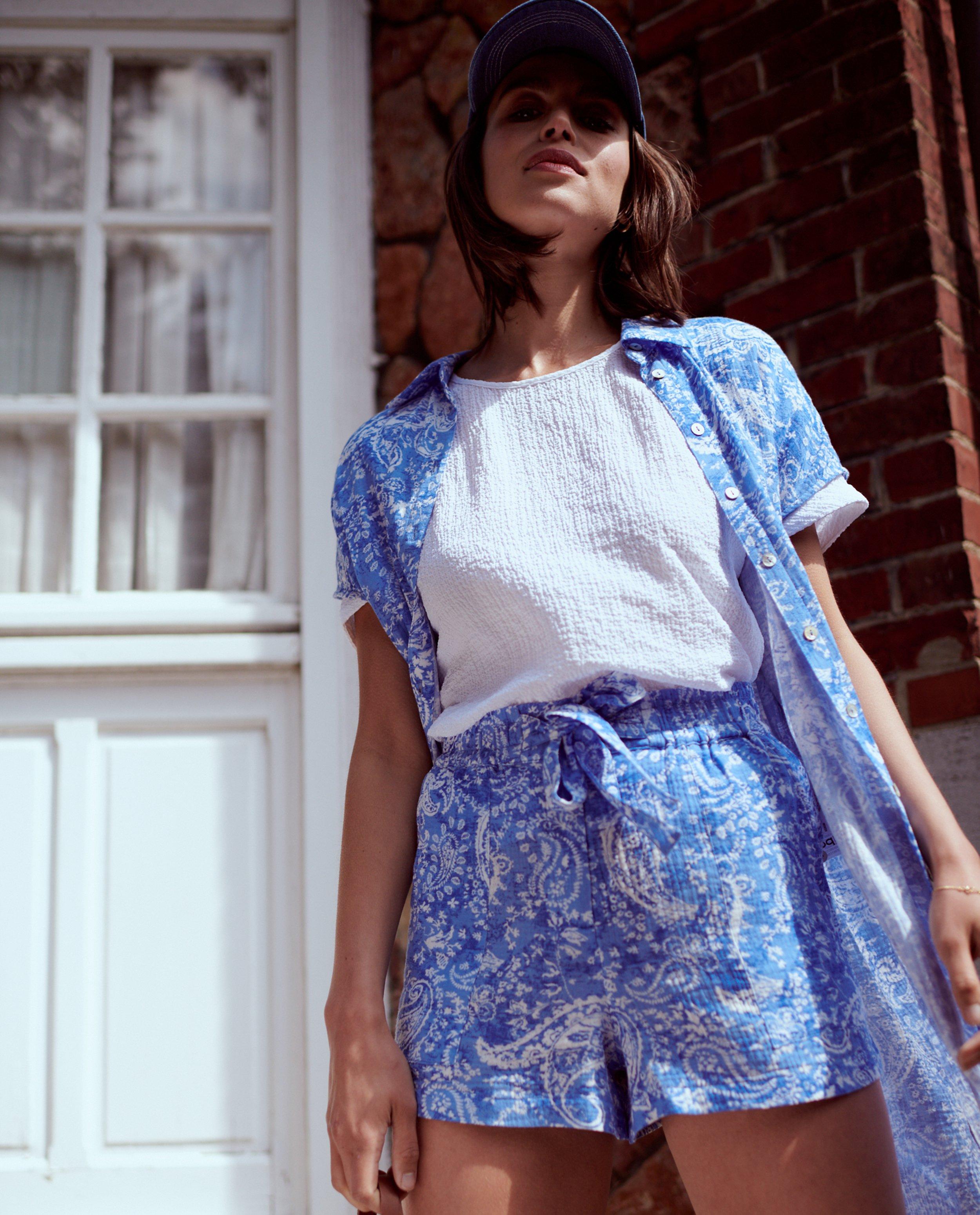 Shorten - Blauwe short met print