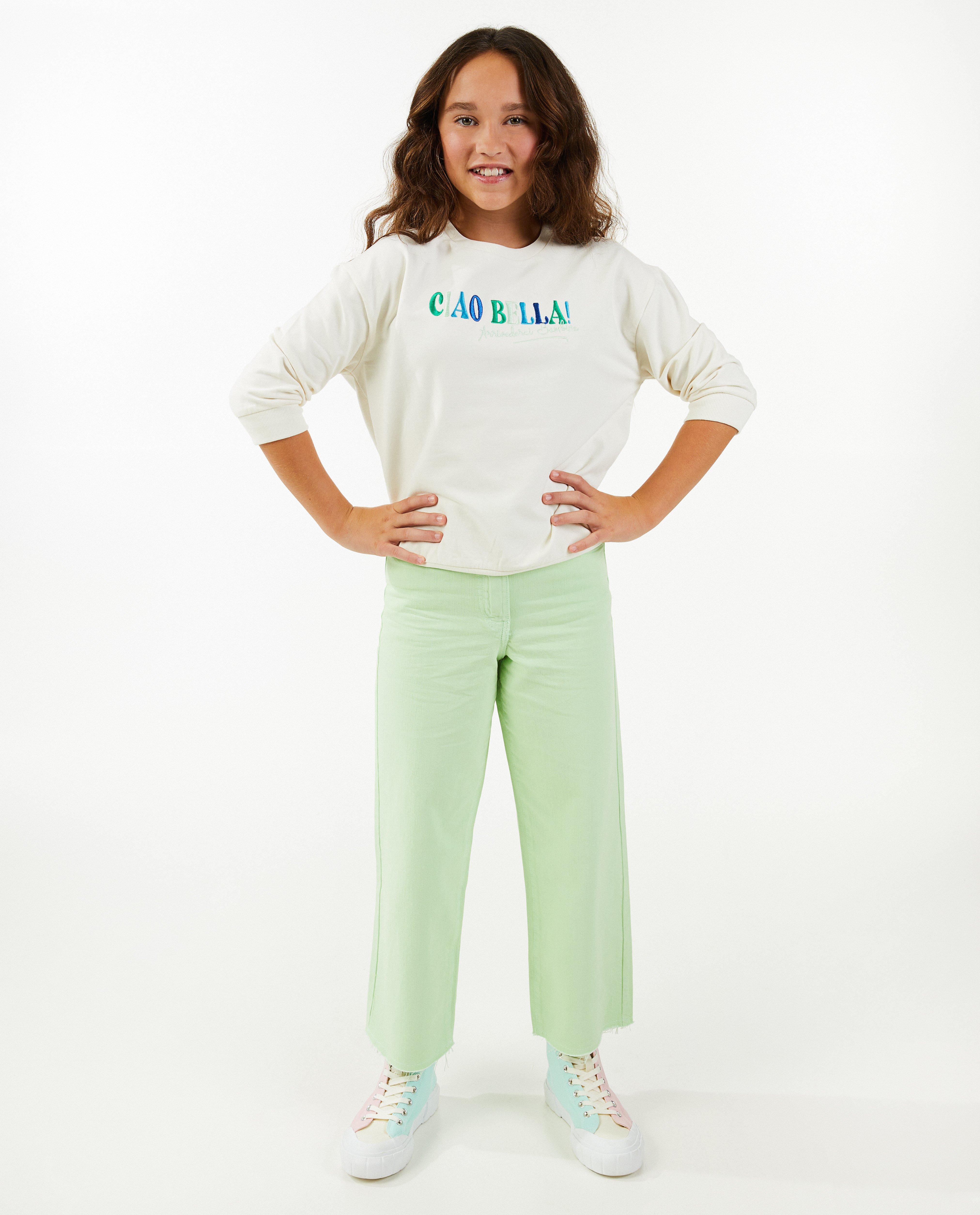 Groene broek, wide leg fit - null - Fish & Chips