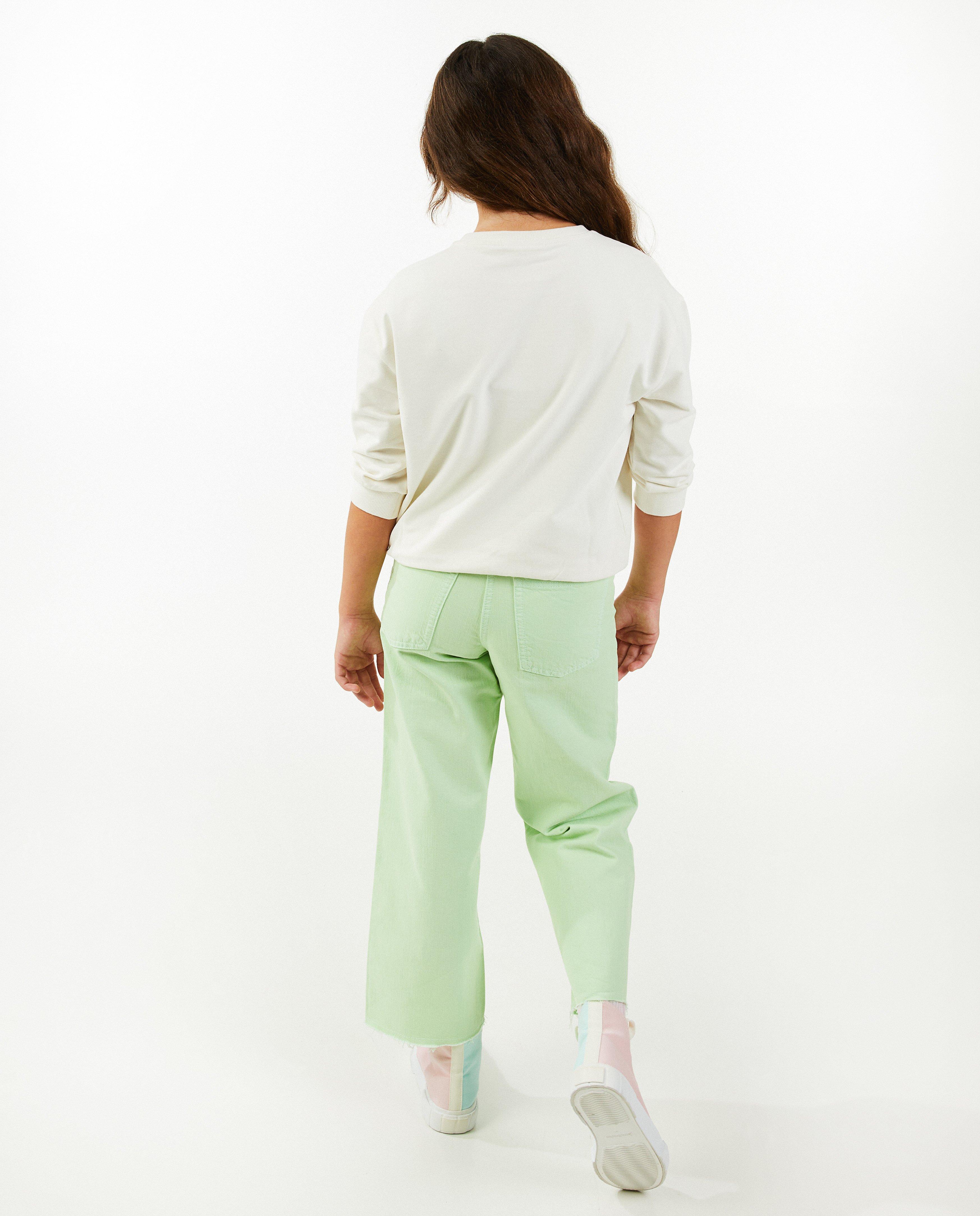 Jeans - Pantalon vert, coupe à jambes larges