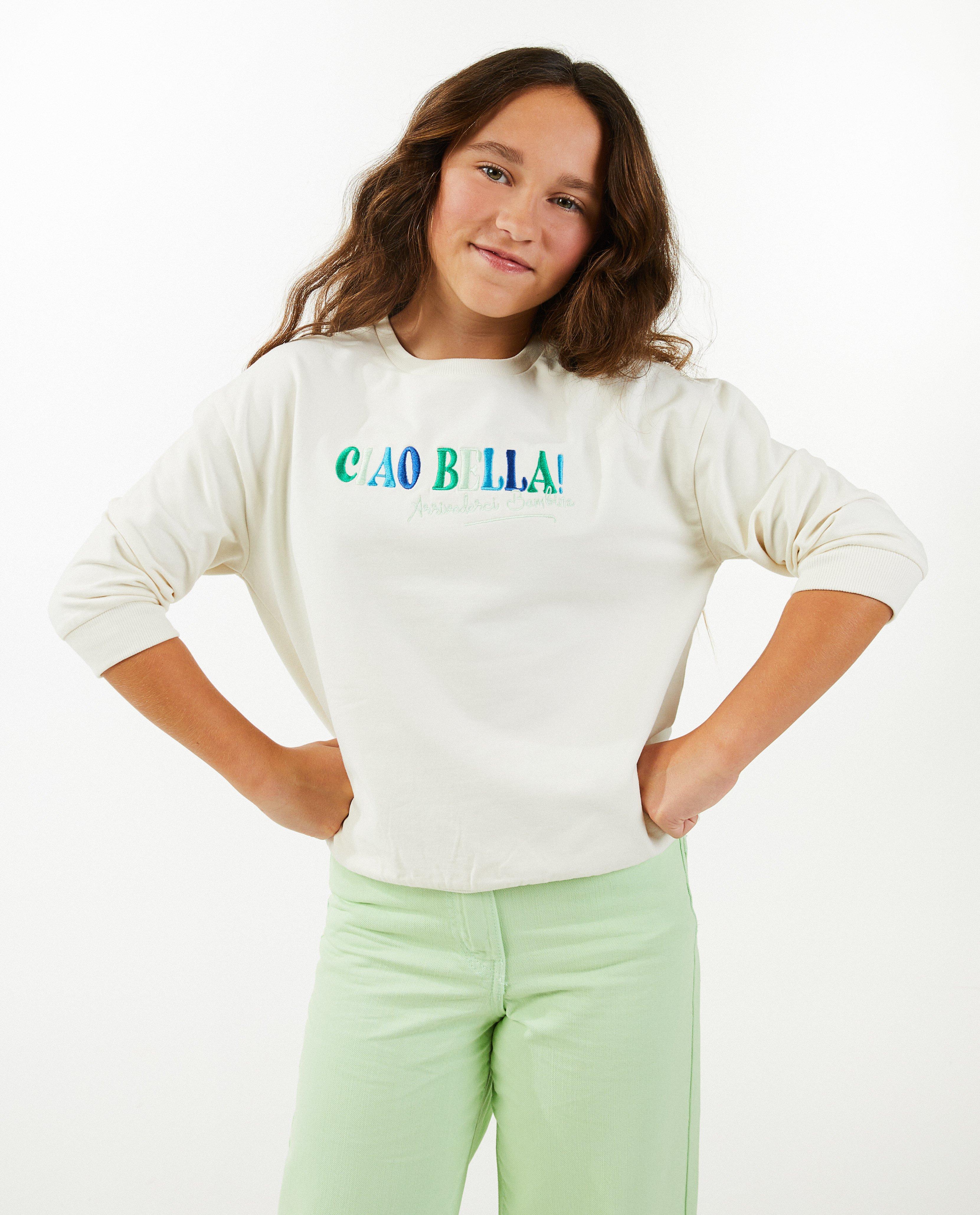 Sweaters - Witte sweater met opschrift