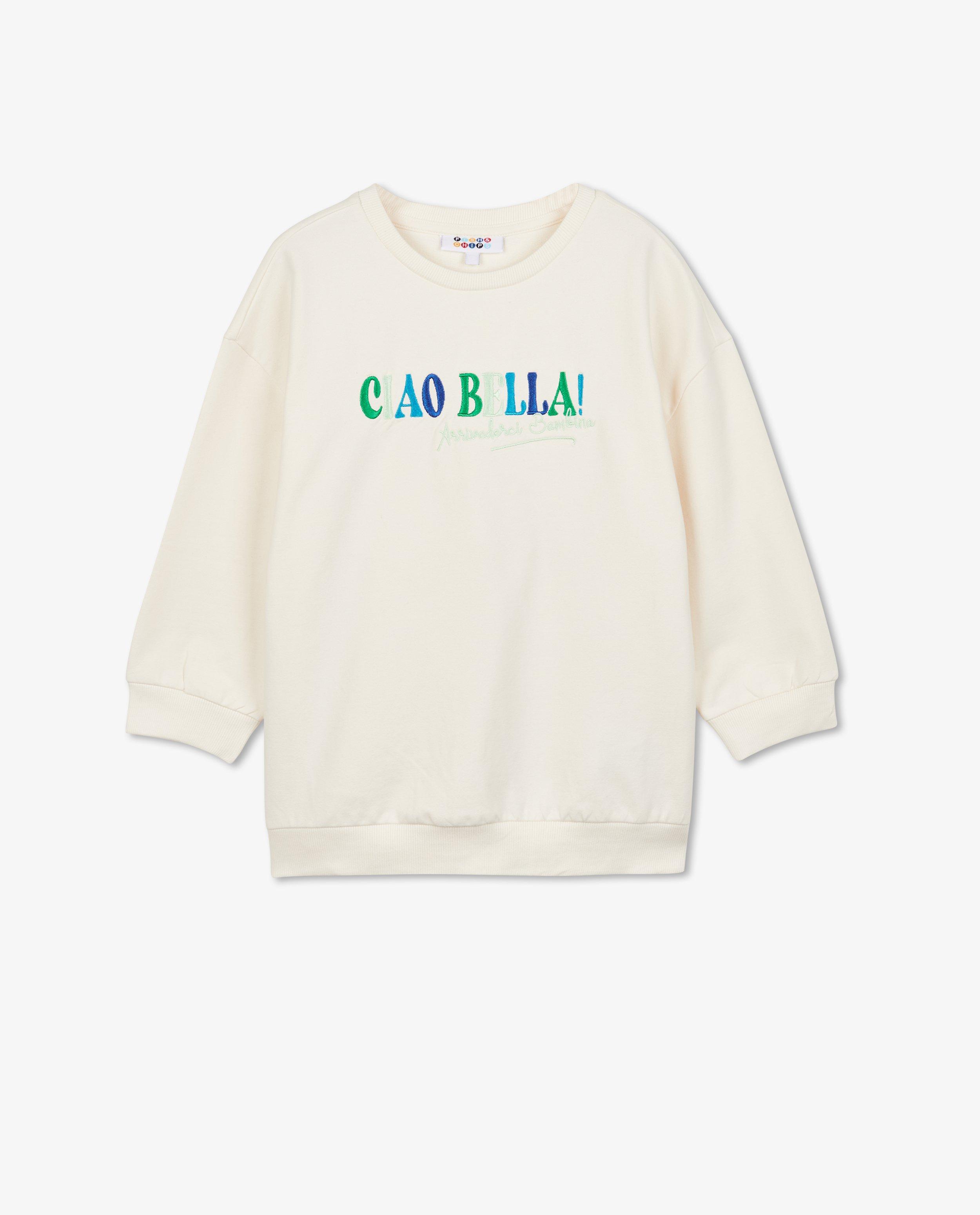 Sweaters - Witte sweater met opschrift