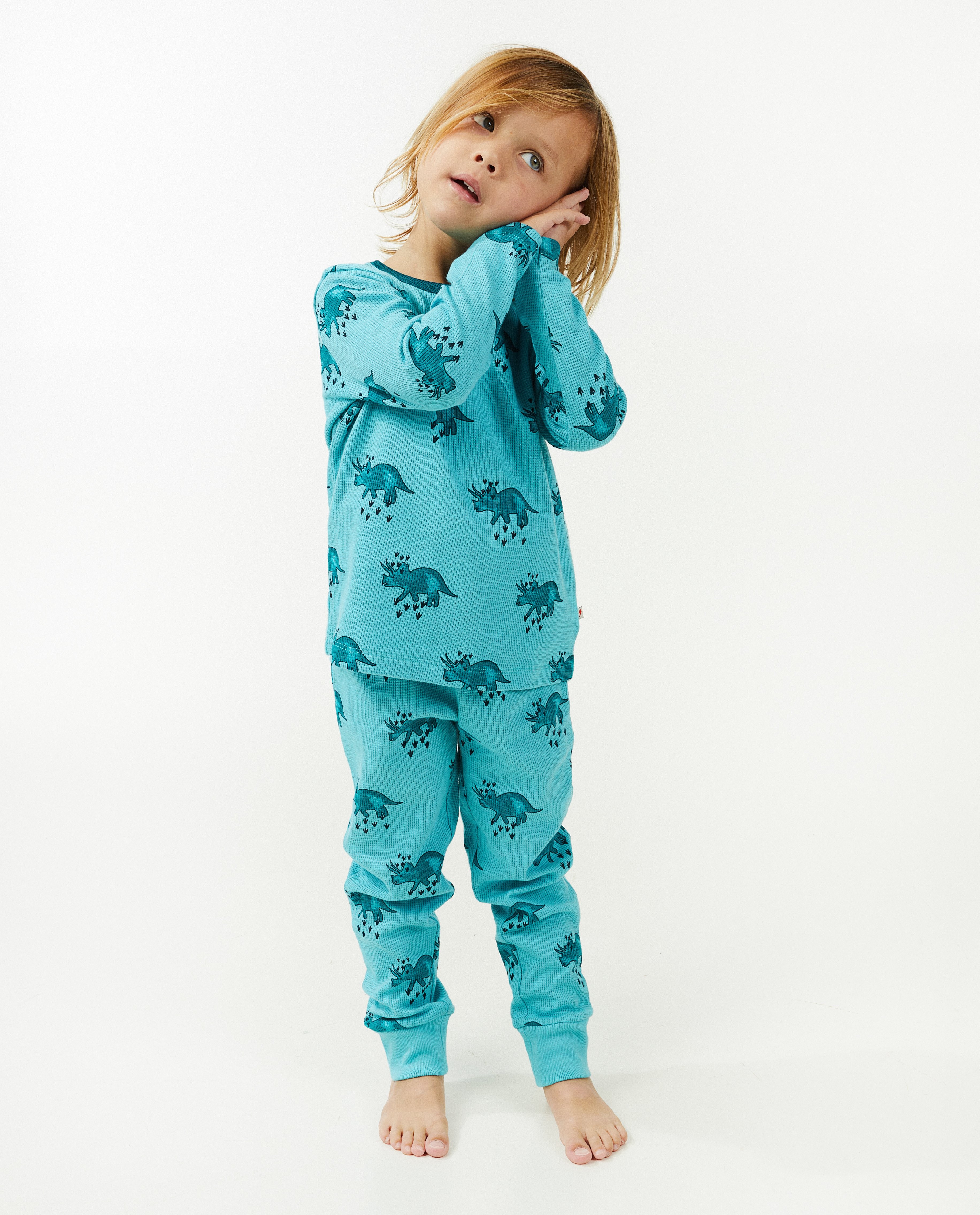 Blauwe pyjama met dinoprint - null - Kidz Nation