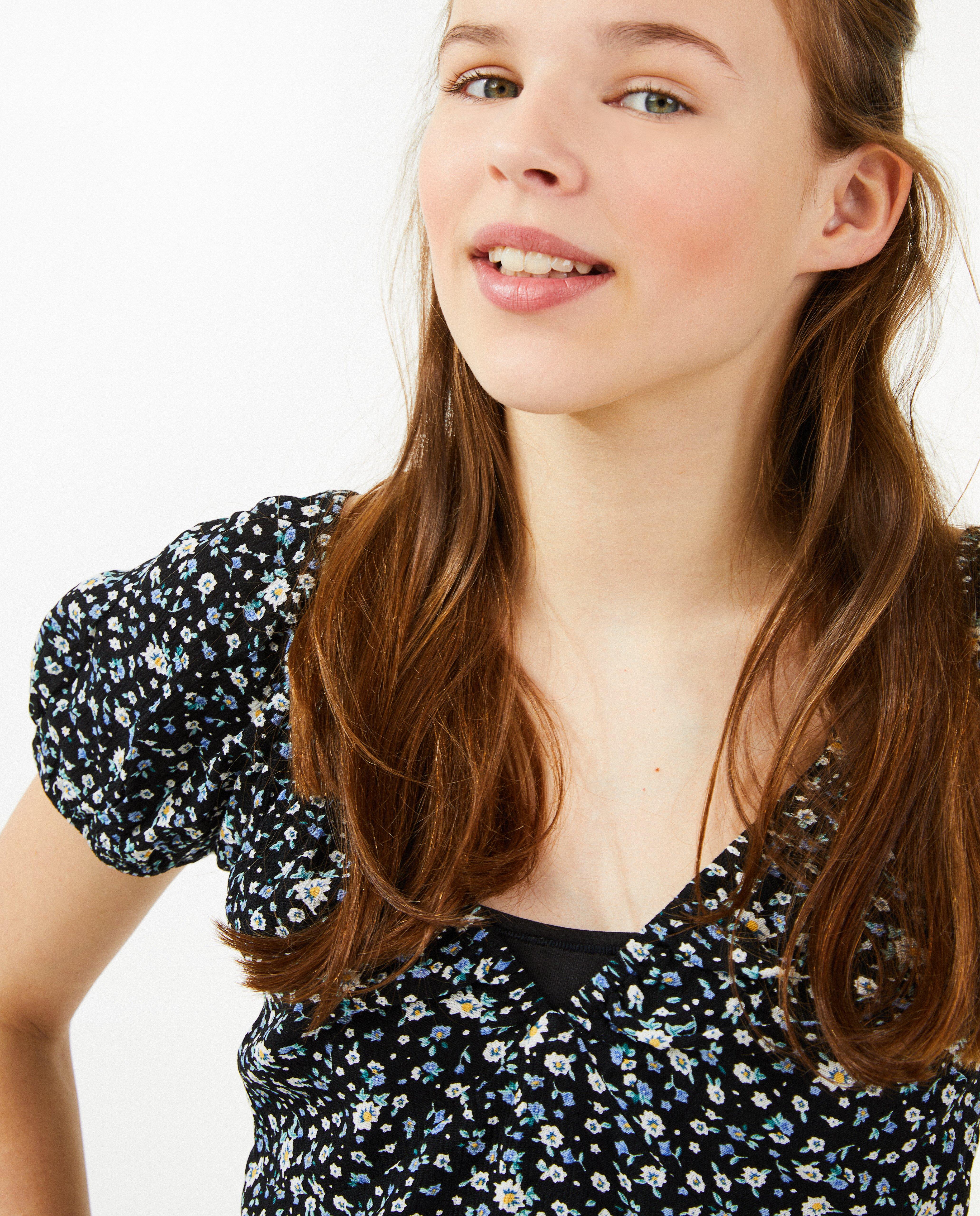 Chemises - Top noir fleuri