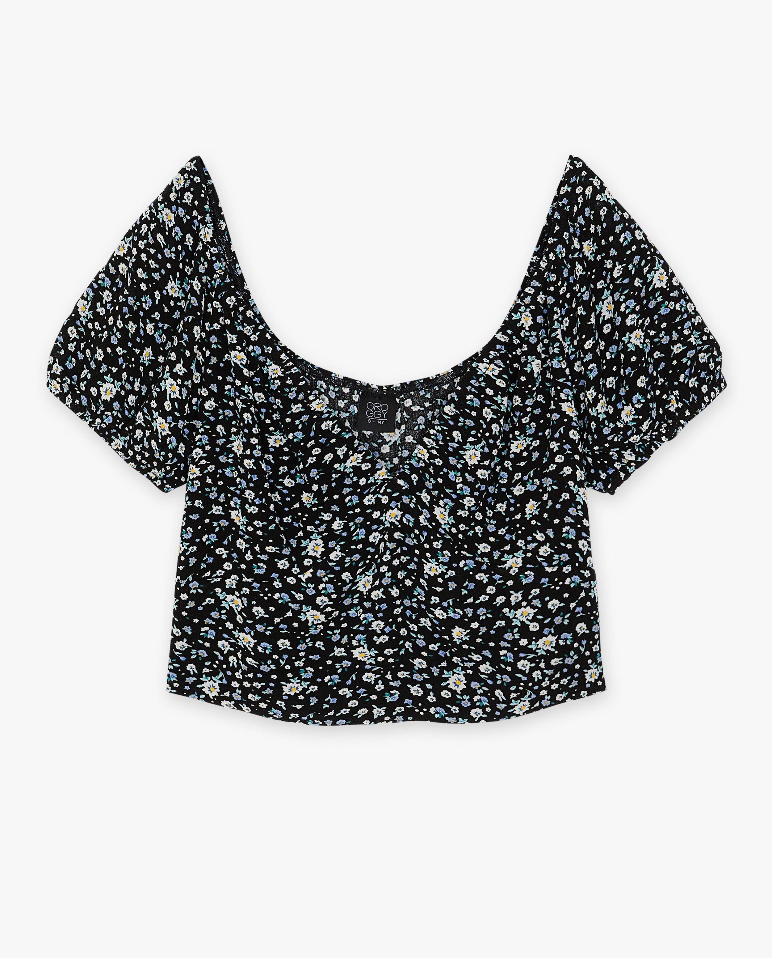 Chemises - Top noir fleuri