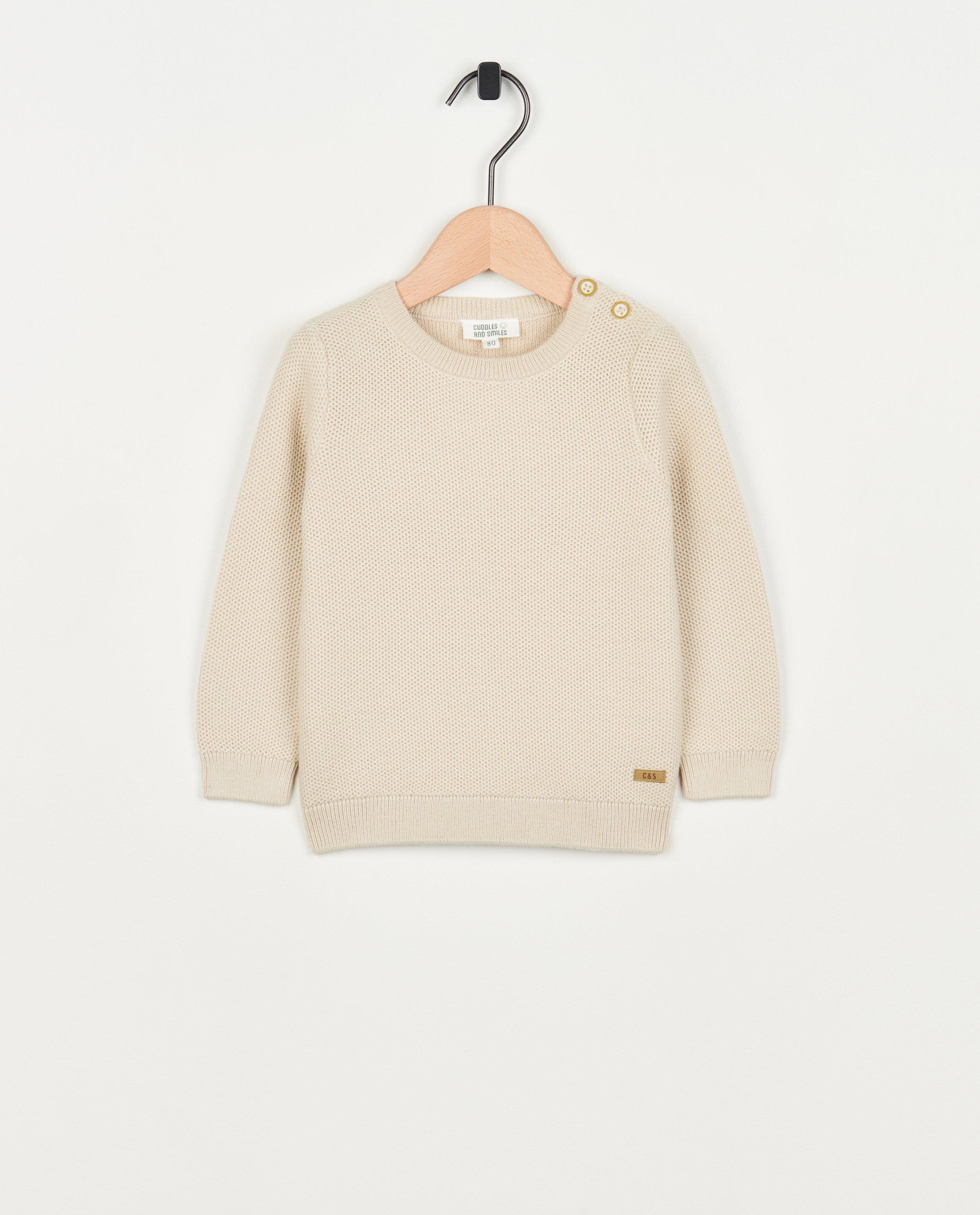 Truien - Beige trui met knopen