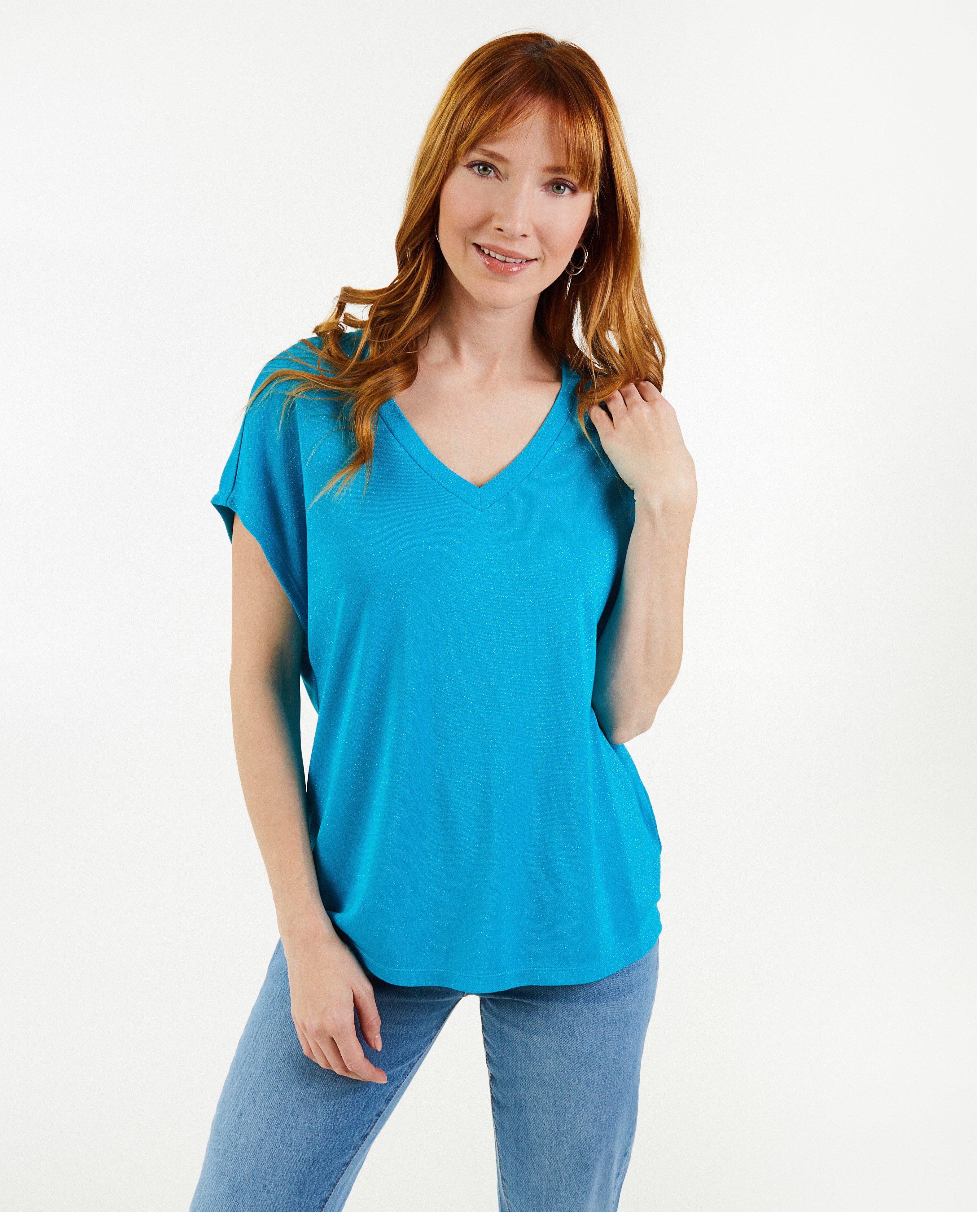 T-shirts - Blauw T-shirt met metaaldraad