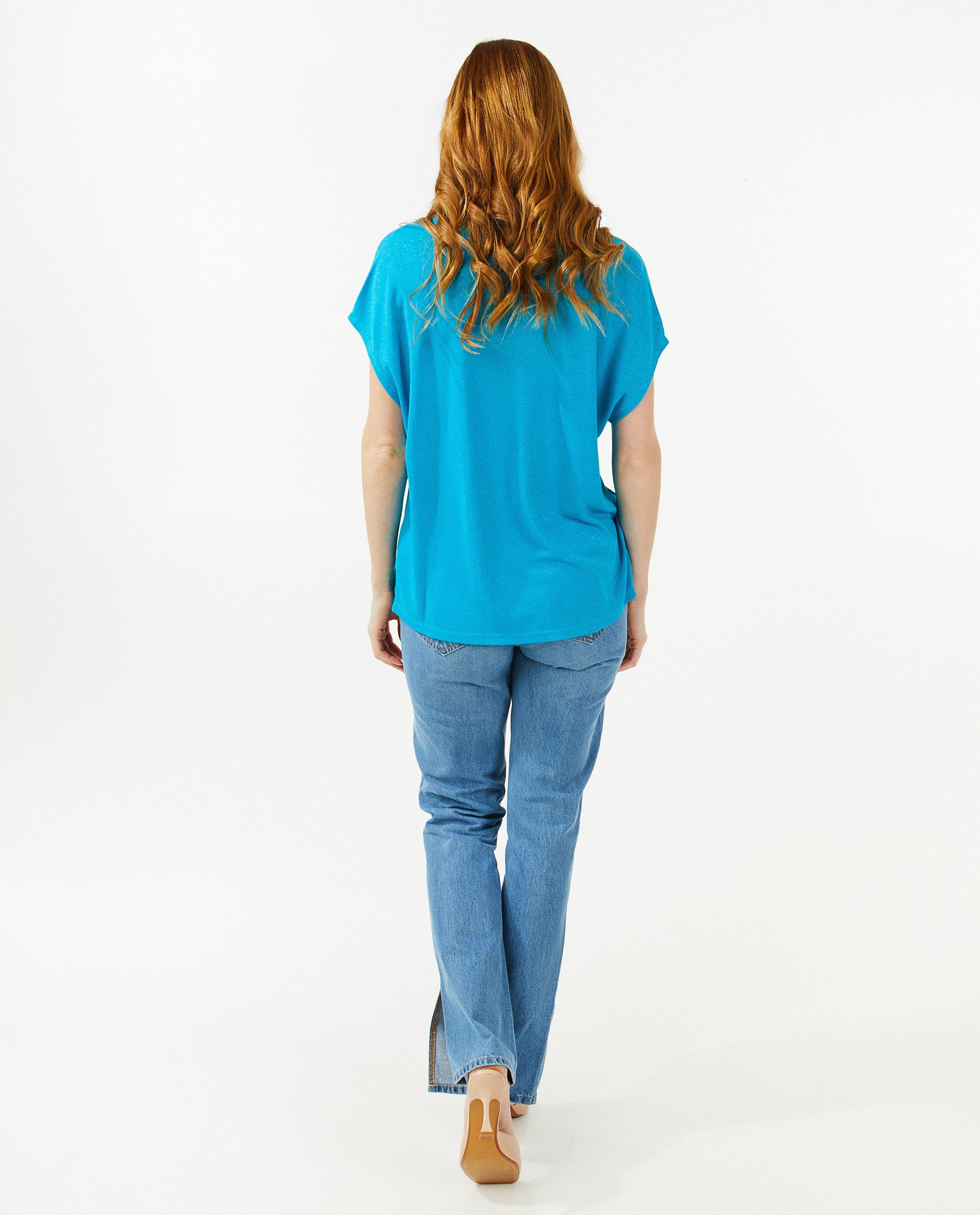 T-shirts - Blauw T-shirt met metaaldraad