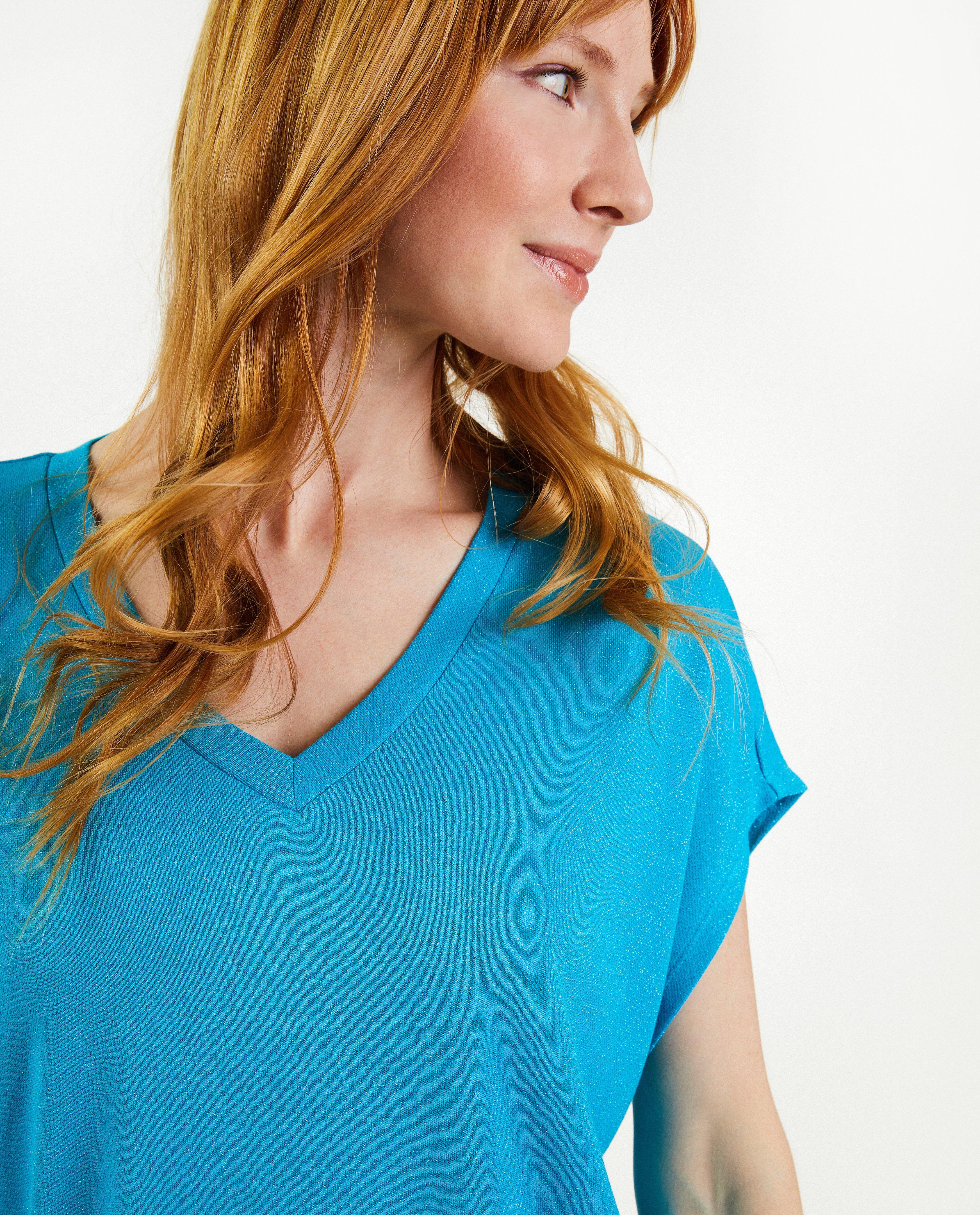 T-shirts - Blauw T-shirt met metaaldraad