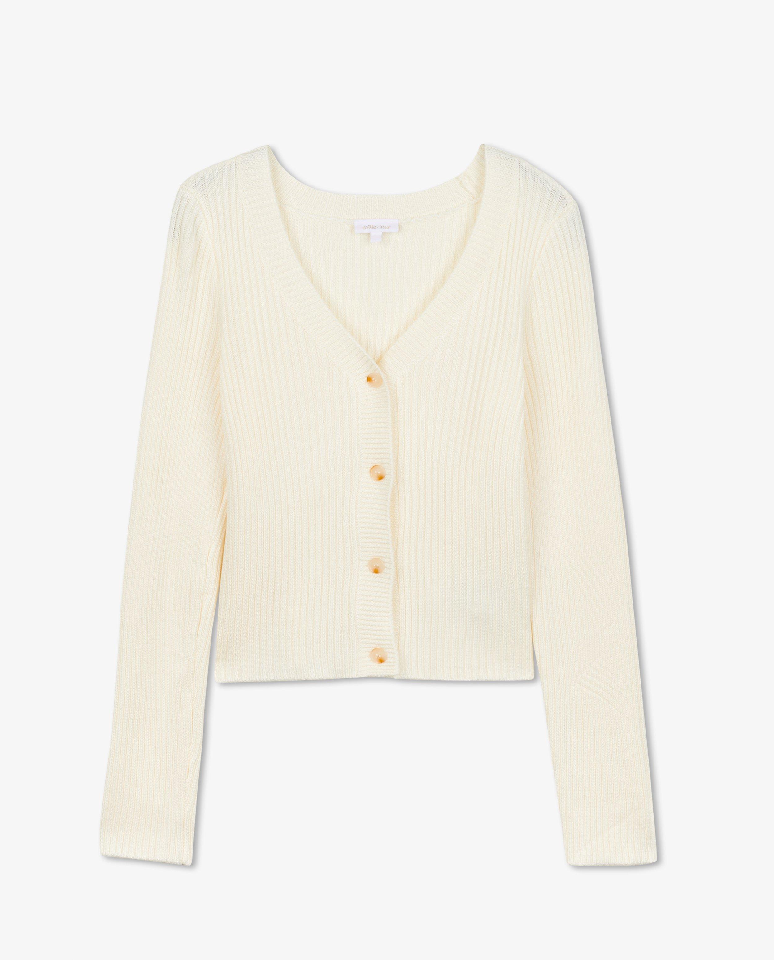 Cardigan - Ecru cardigan met rib, Communie