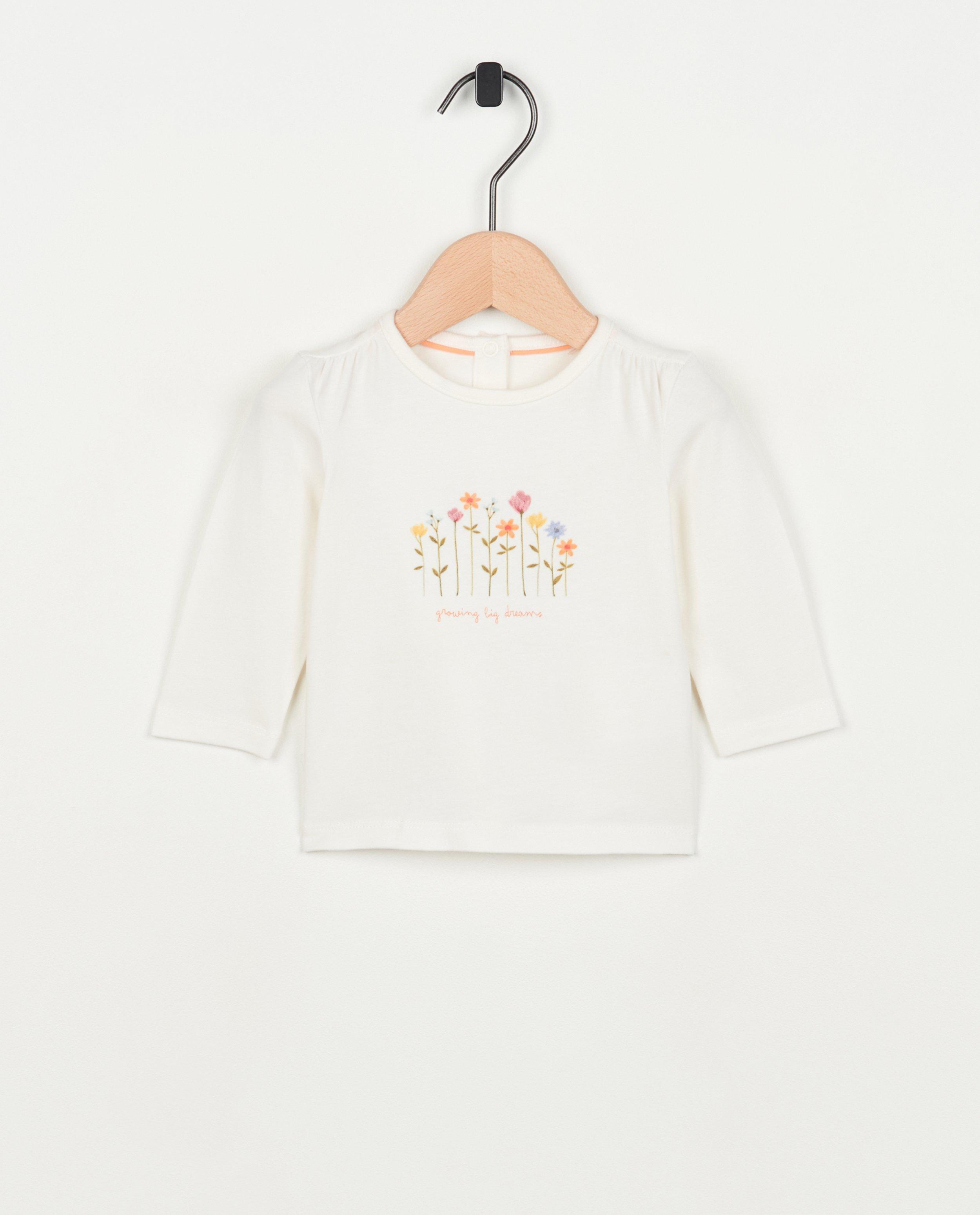 Witte longsleeve met print - null - Newborn 50-68