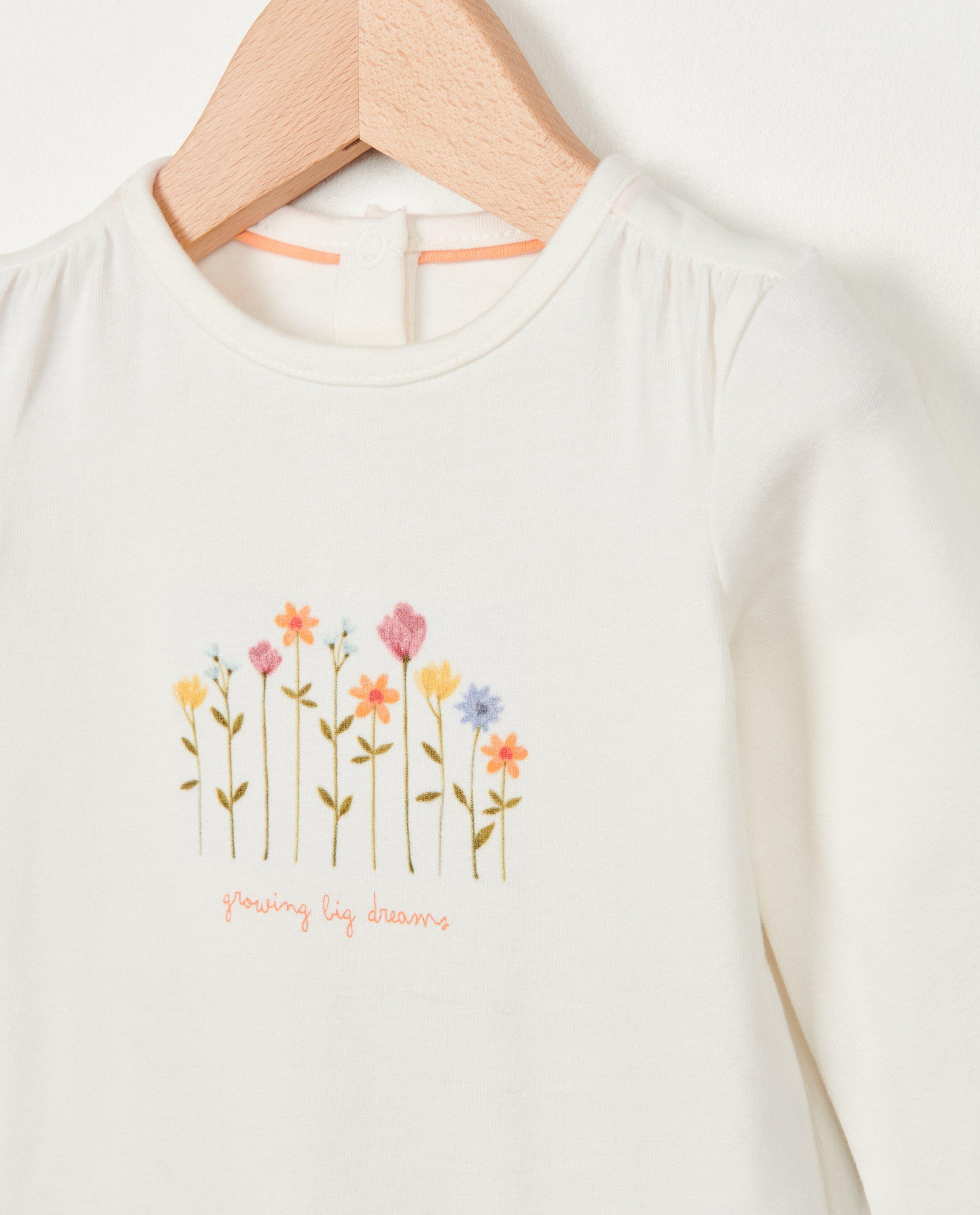 T-shirts - Witte longsleeve met print