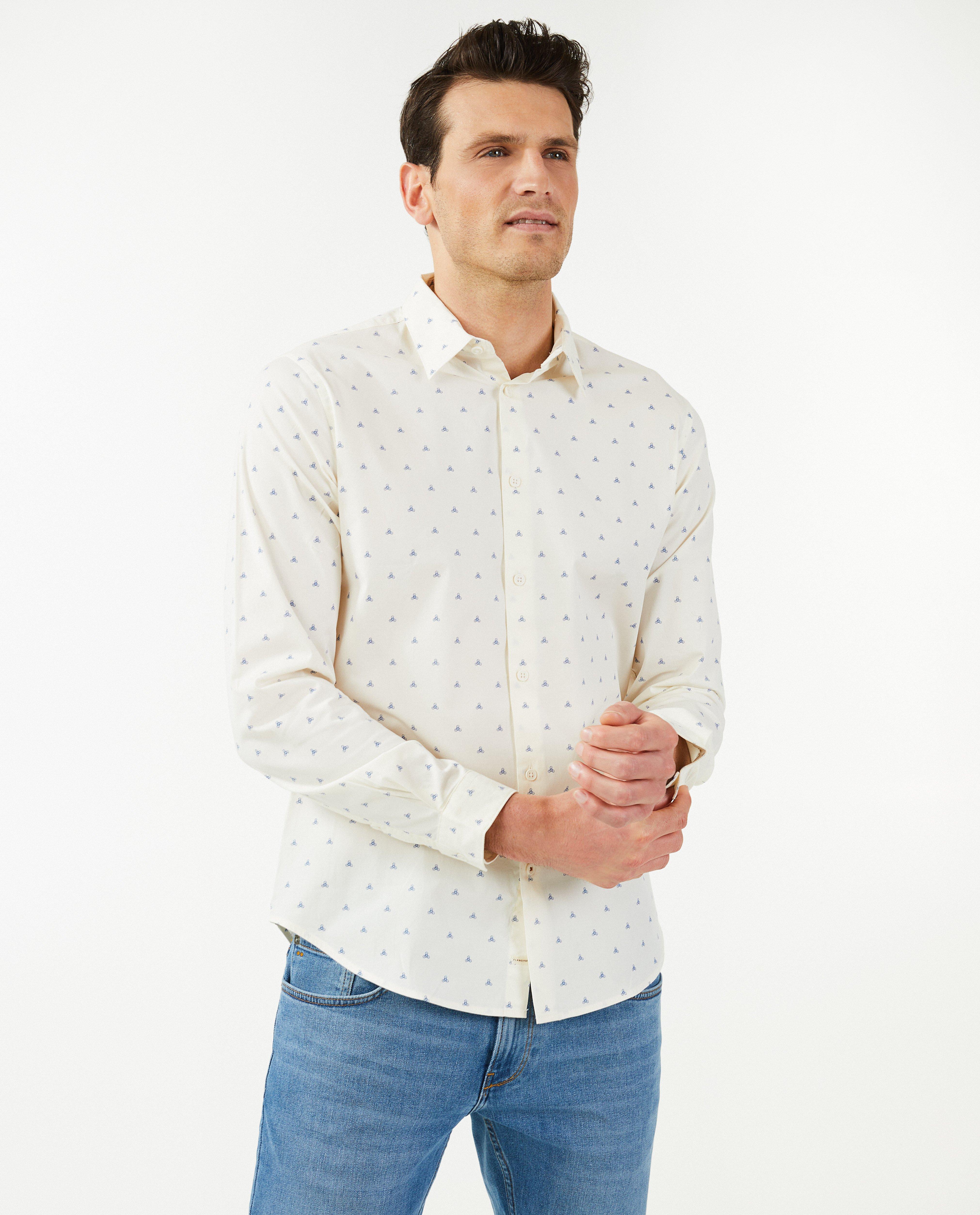 Hemden - Wit hemd met print