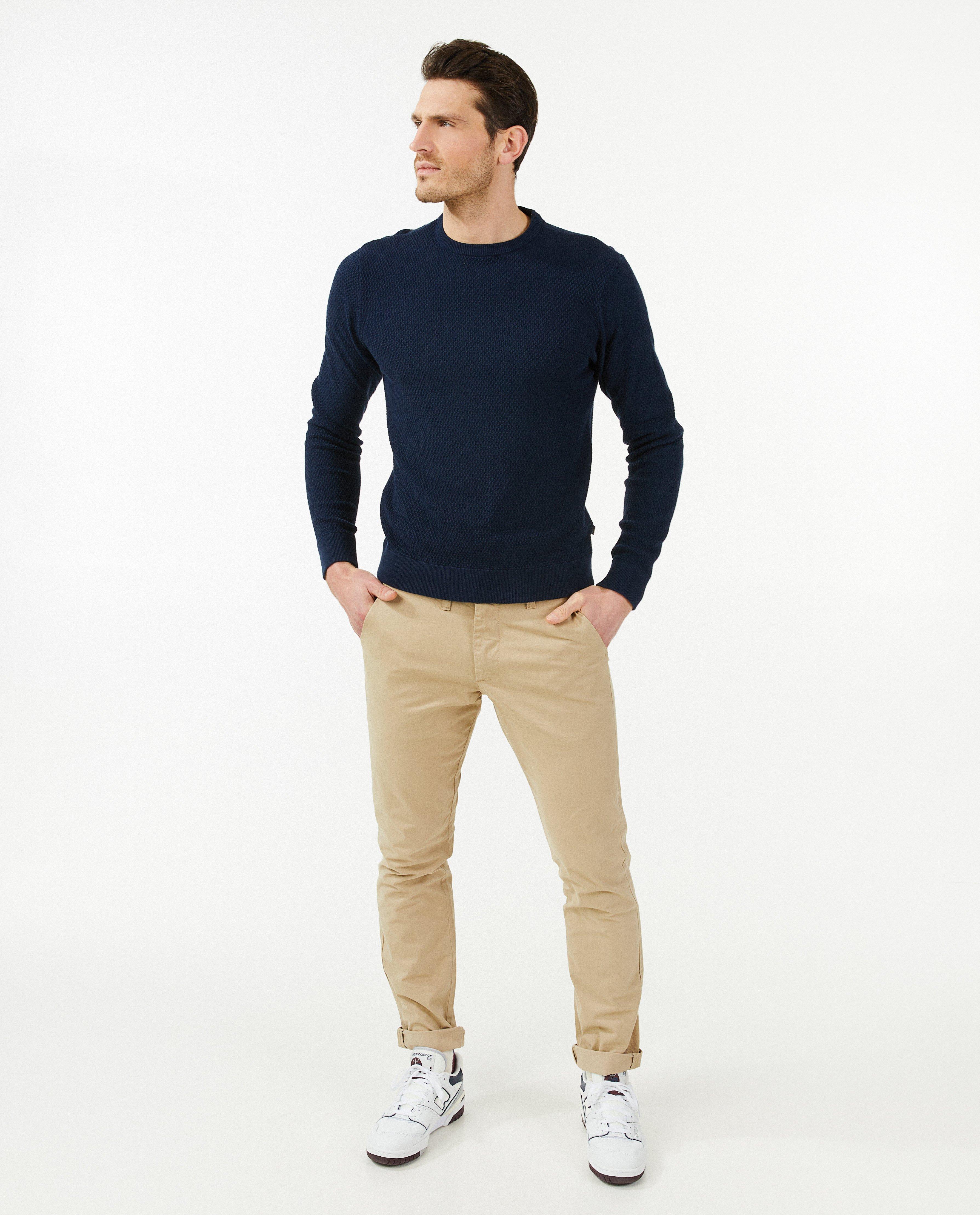 Trui met structuur - Product Detail - donkerblauw - afbeelding nummer 1