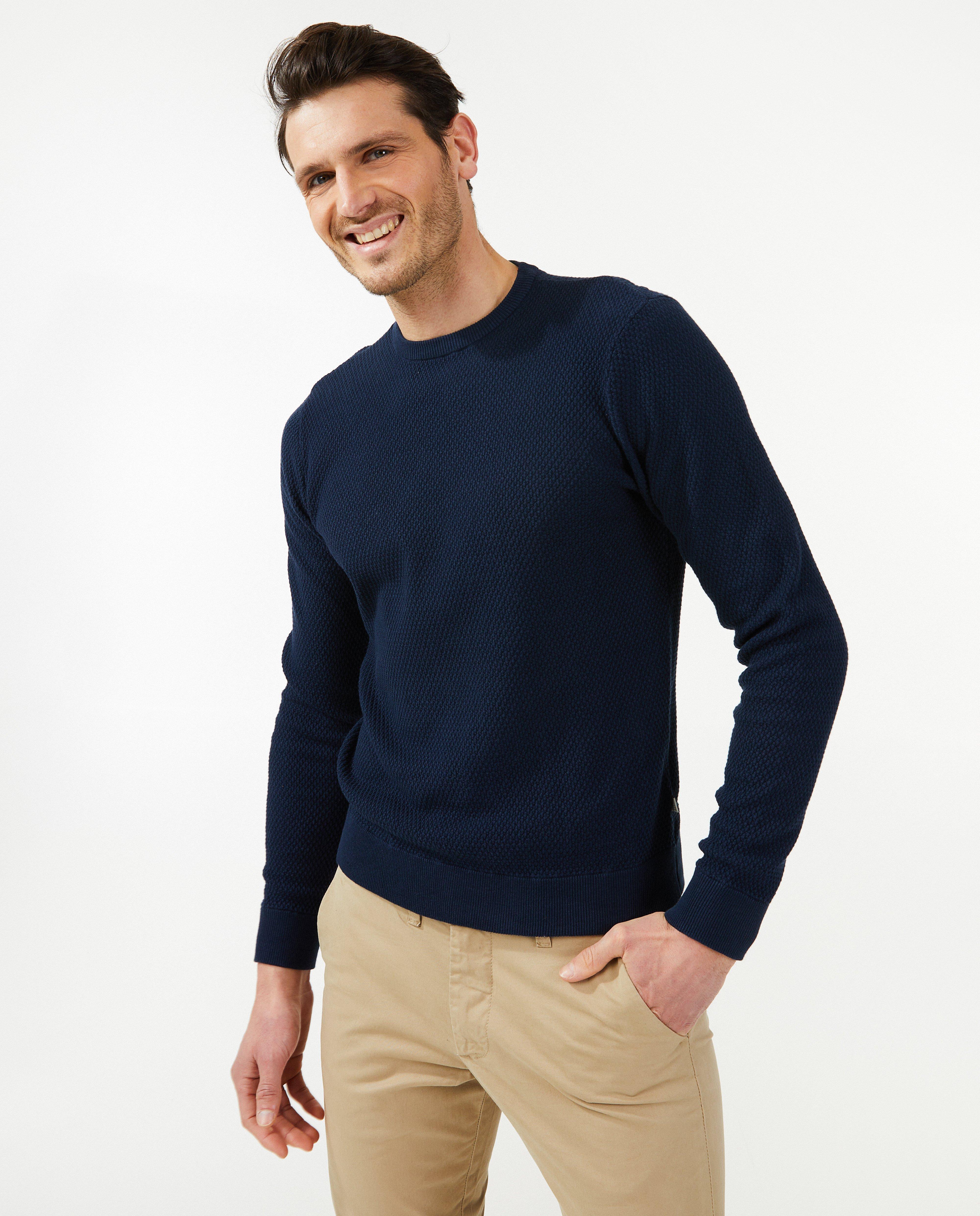 Trui met structuur - Product Detail - donkerblauw - afbeelding nummer 2