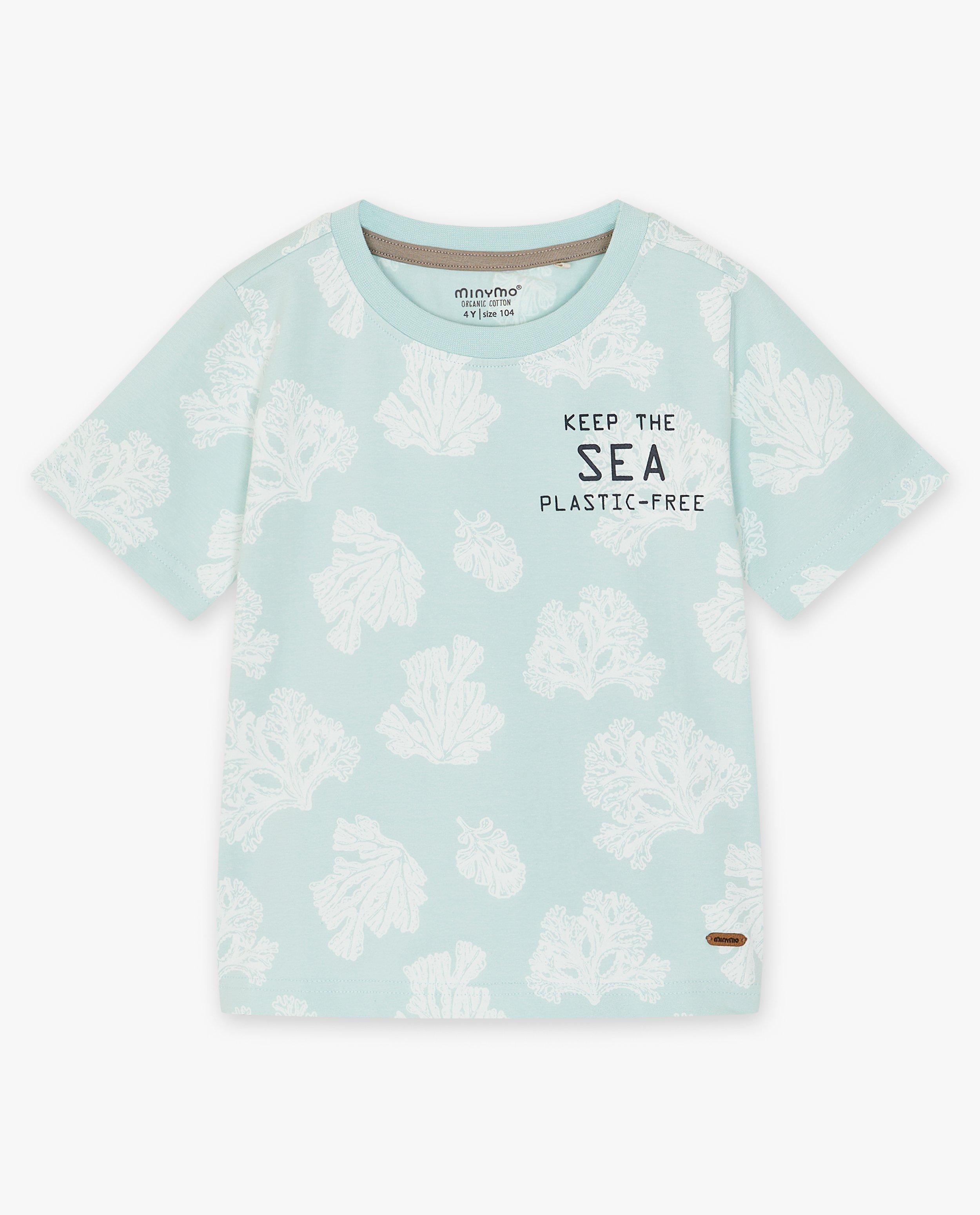 T-shirt vert menthe à inscription - null - Minymo