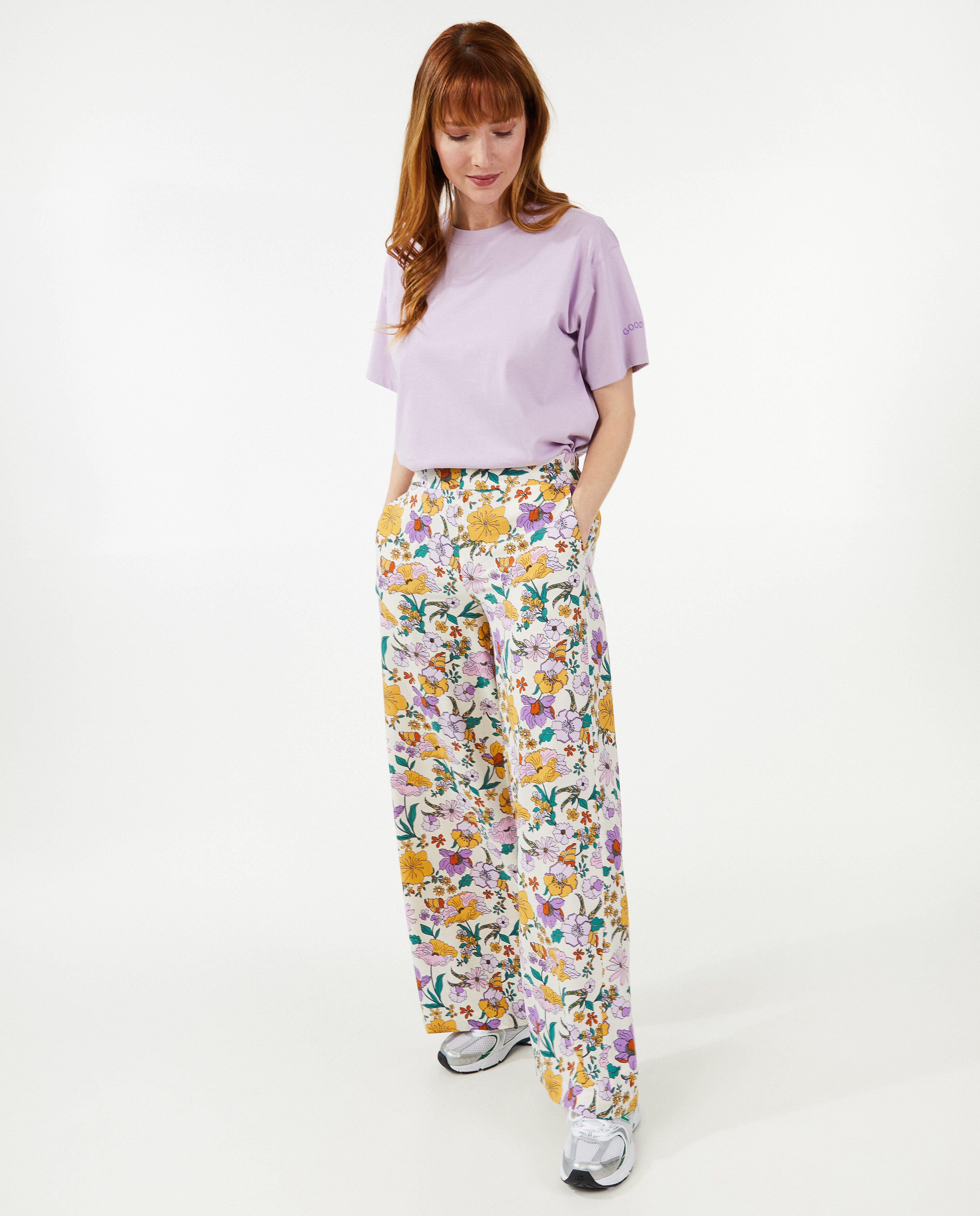 Pantalon à imprimé floral, jambe large - null - Sora