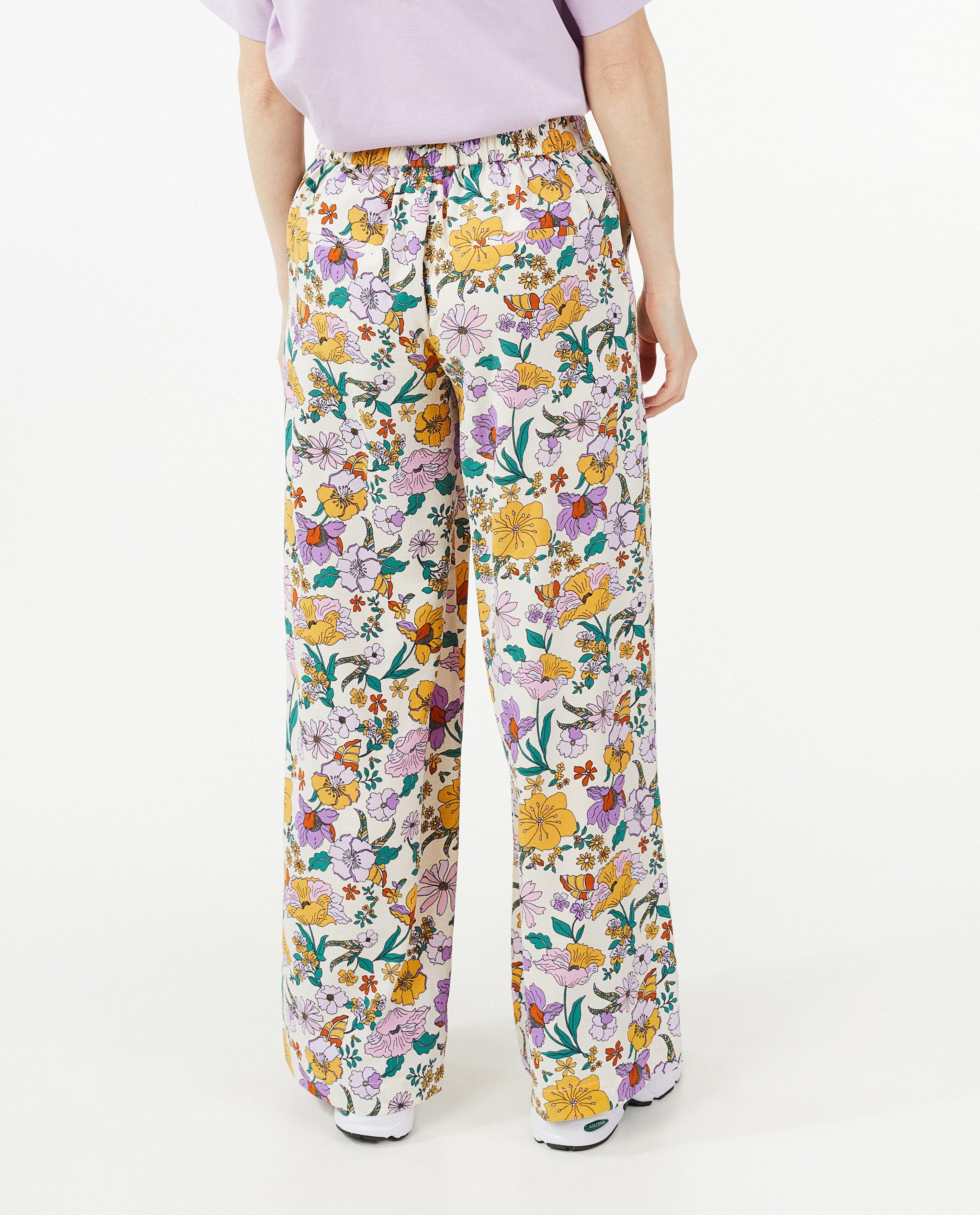 Broeken - Broek met bloemenprint, wide leg fit
