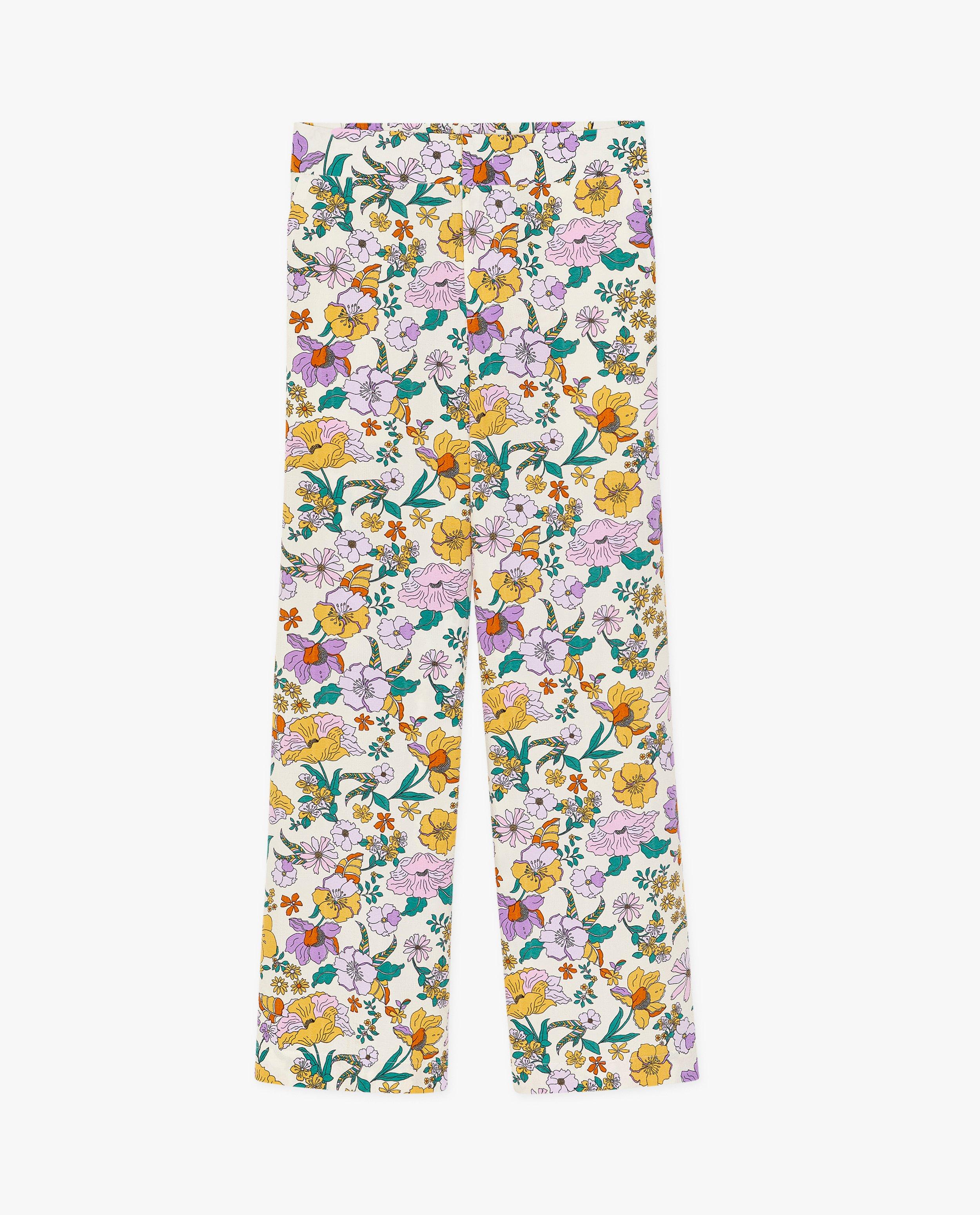 Broeken - Broek met bloemenprint, wide leg fit