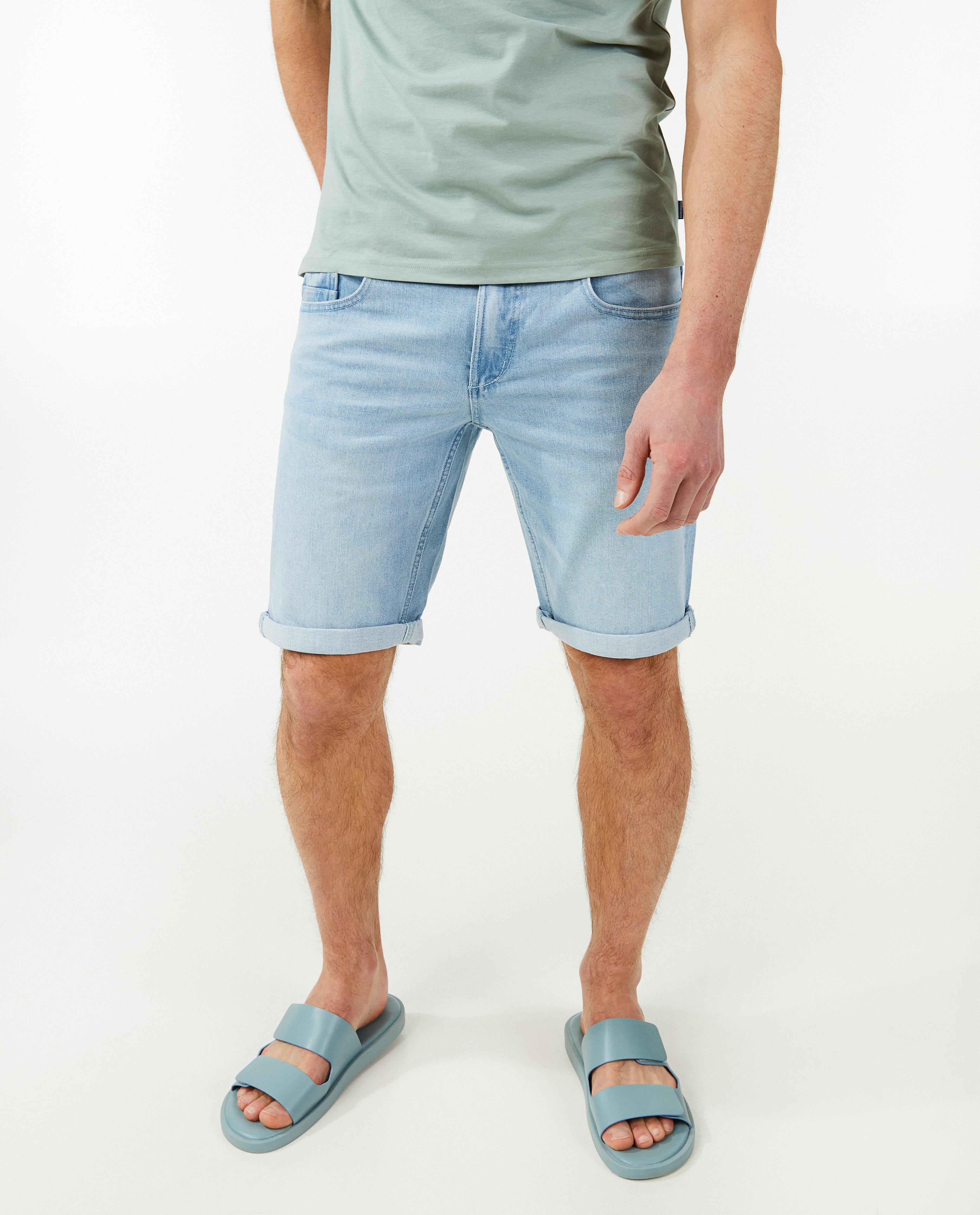 Shorten - Donkerblauwe jeansshort, slim fit
