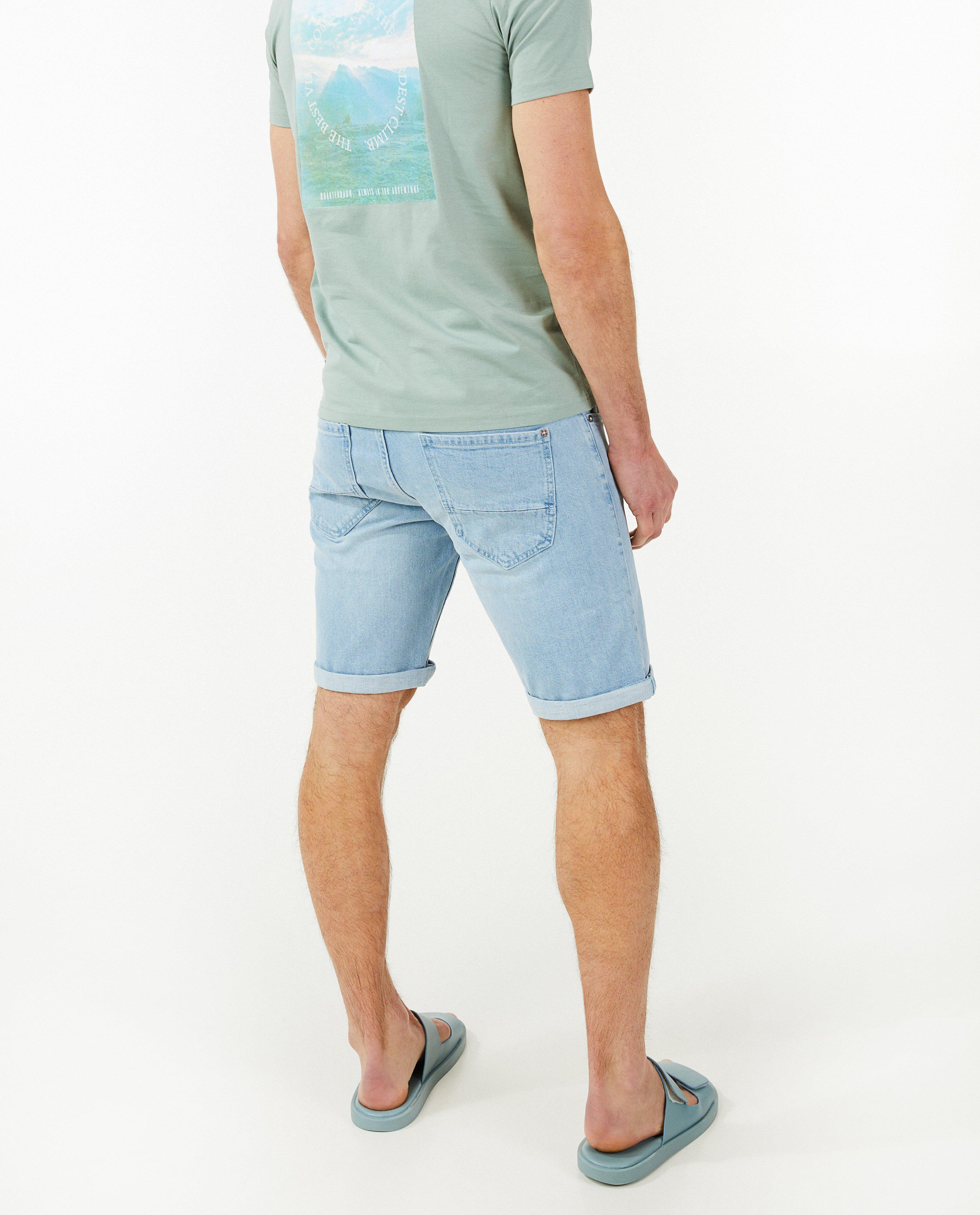 Shorten - Donkerblauwe jeansshort, slim fit
