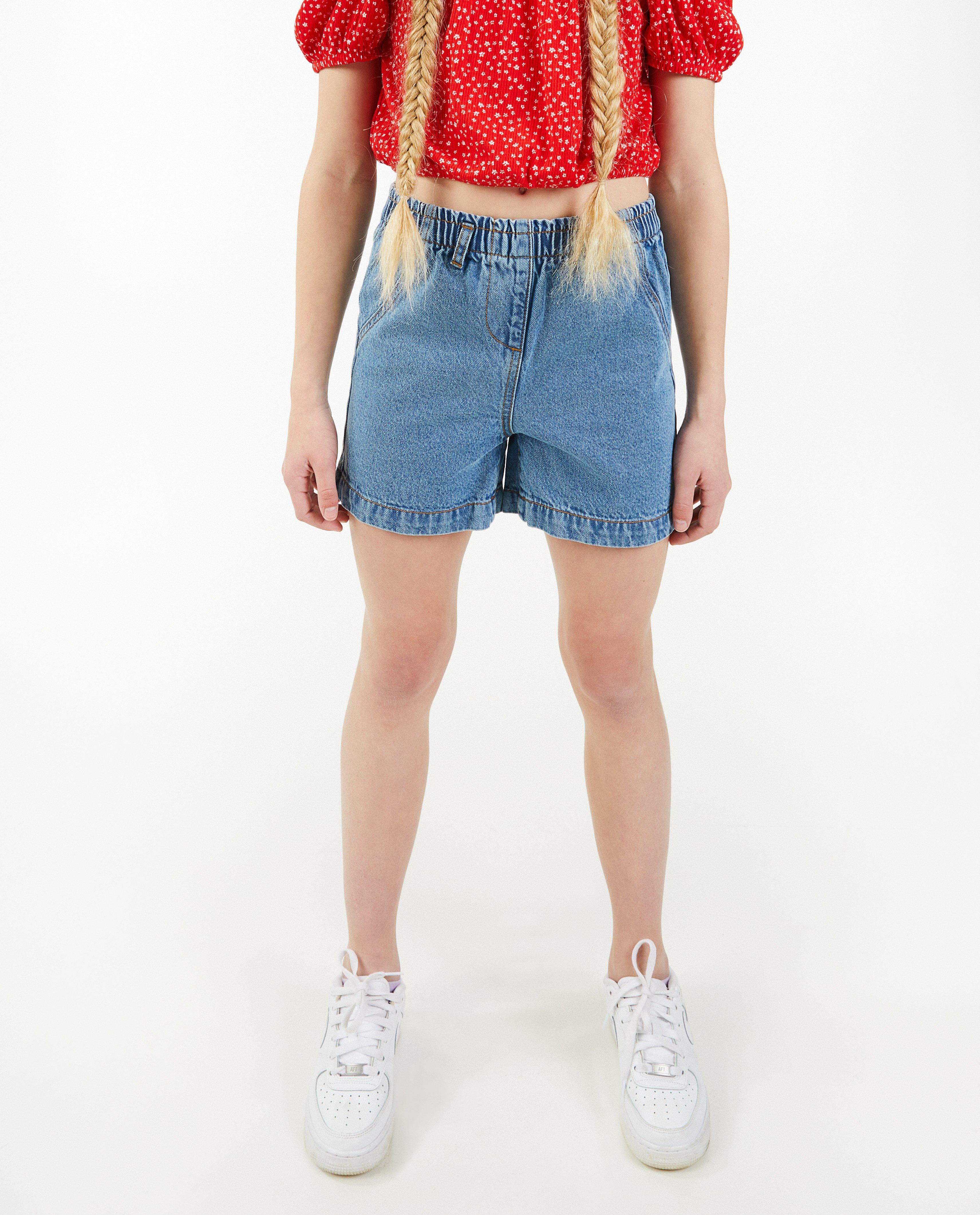 Shorts - Short en jeans à taille élastique