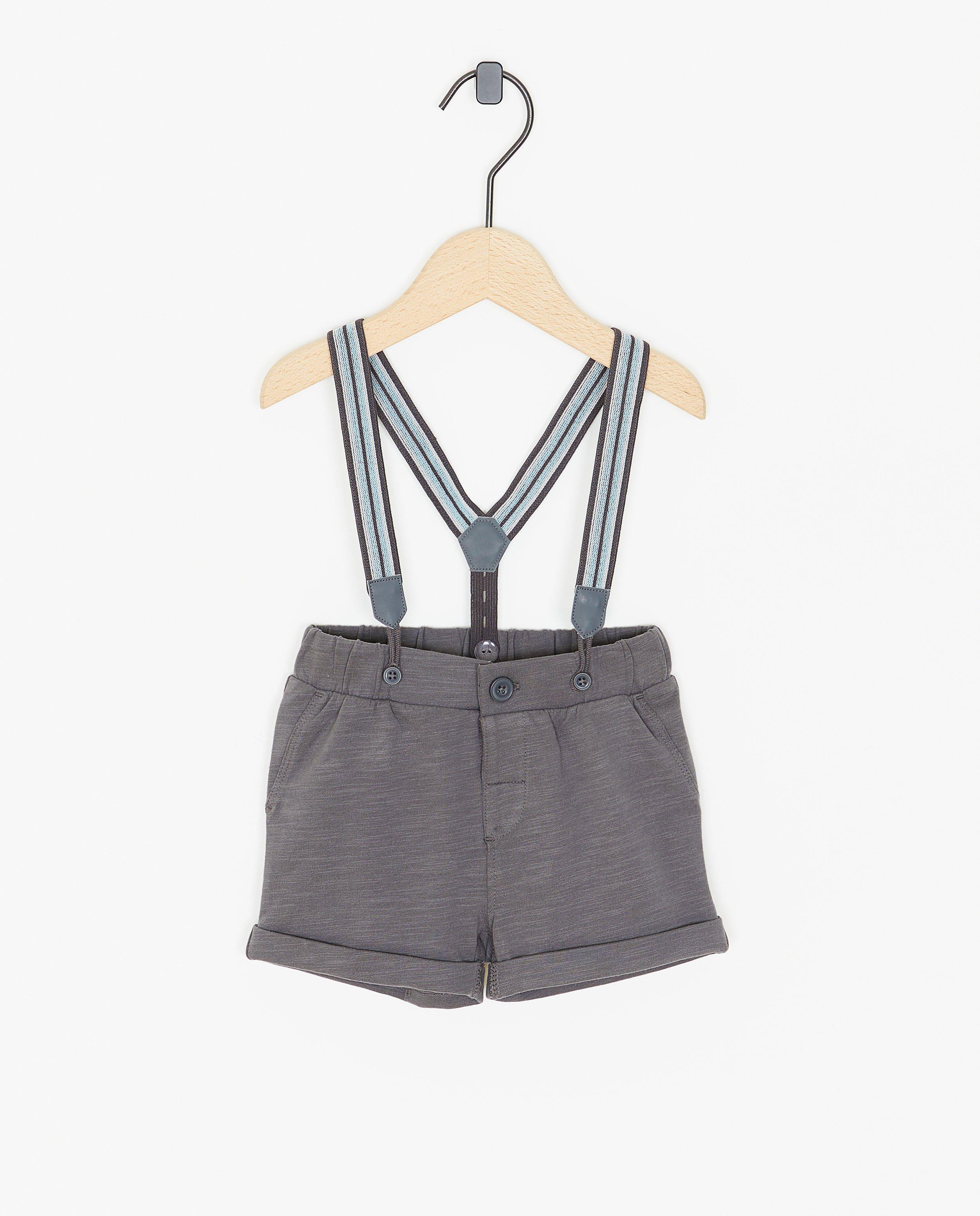 Donkergrijze short met bretellen - null - Cuddles and Smiles