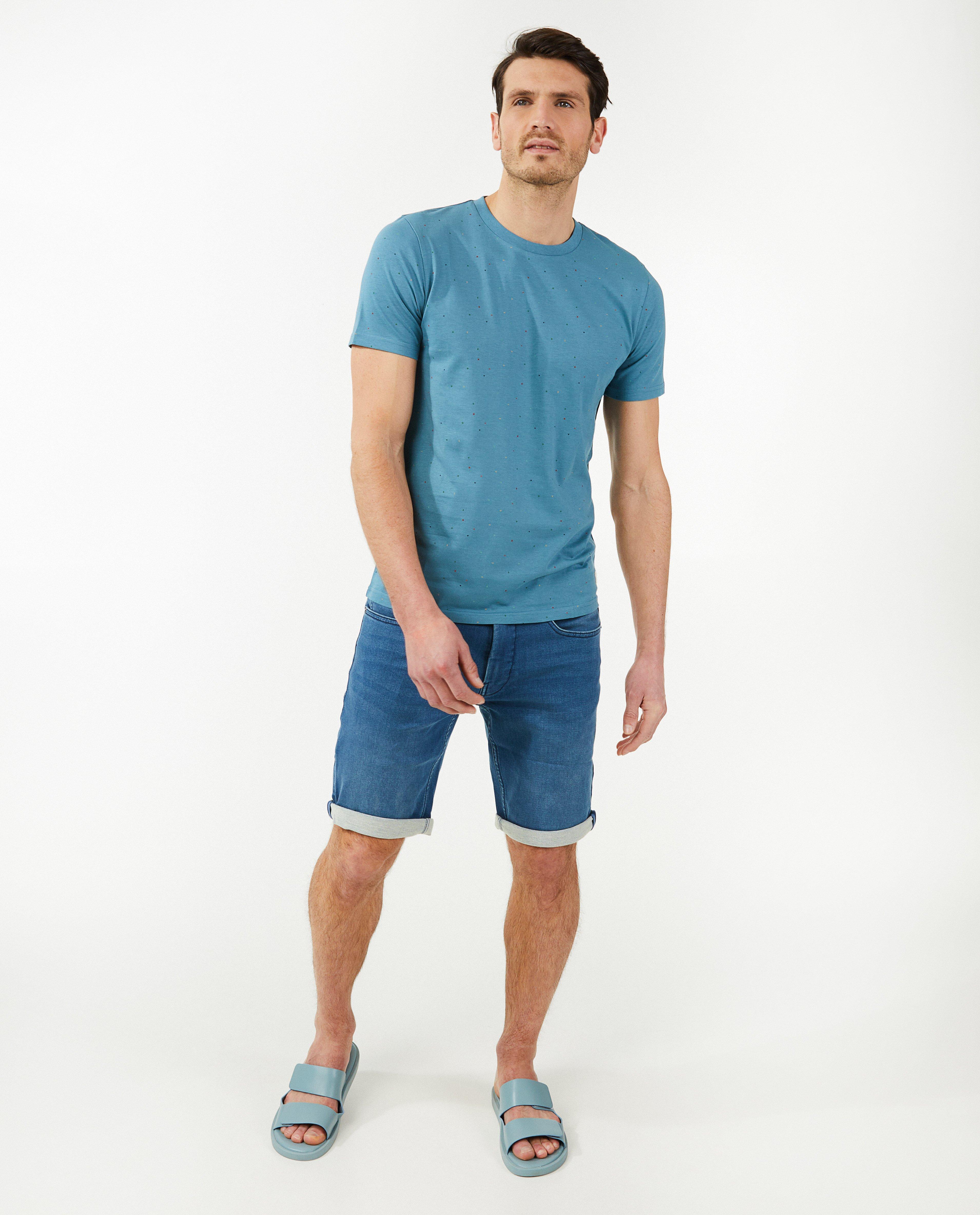 T-shirt bleu à pois - null - Quarterback