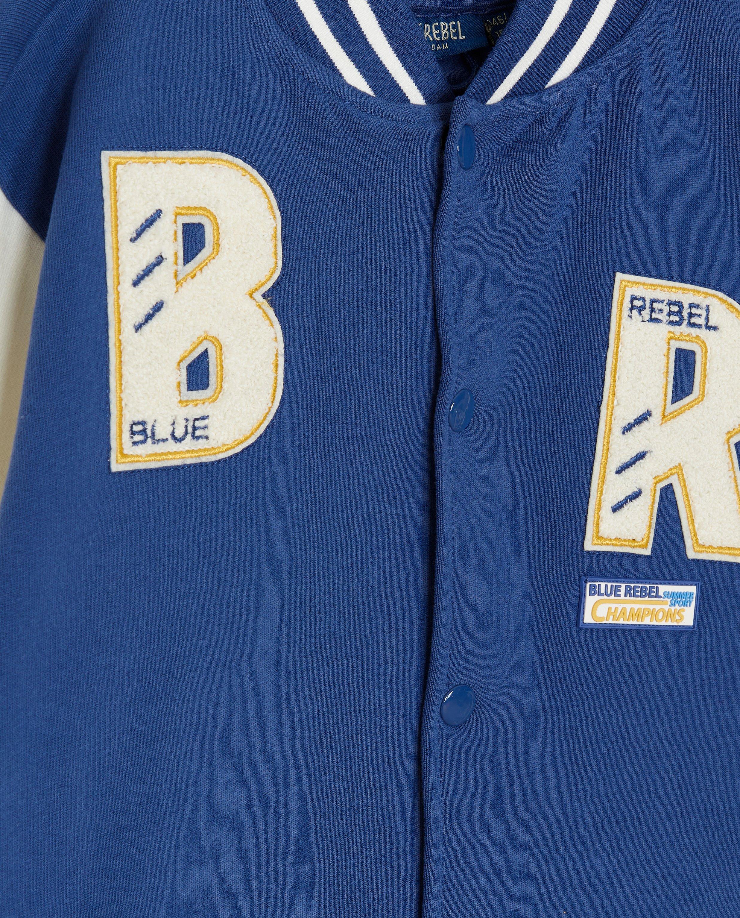Cardigan - Blauw baseball vest
